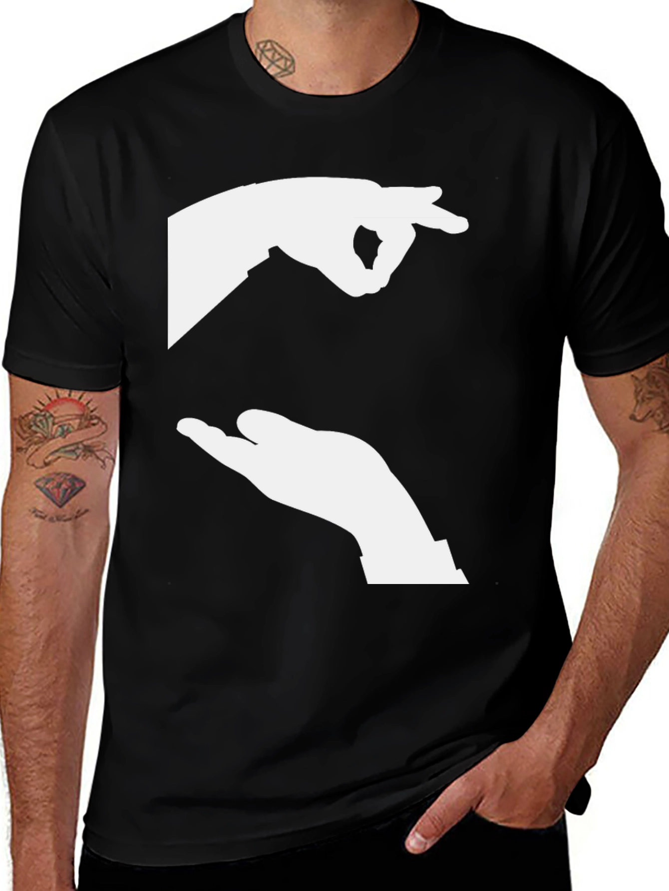 Variant 8 of Funny Hand Gesture Graphic Tee - Black