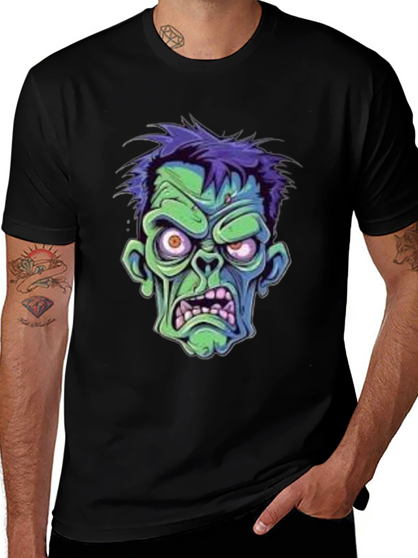 Variant 29 of Zombie Cartoon Graphic Black T-Shirt