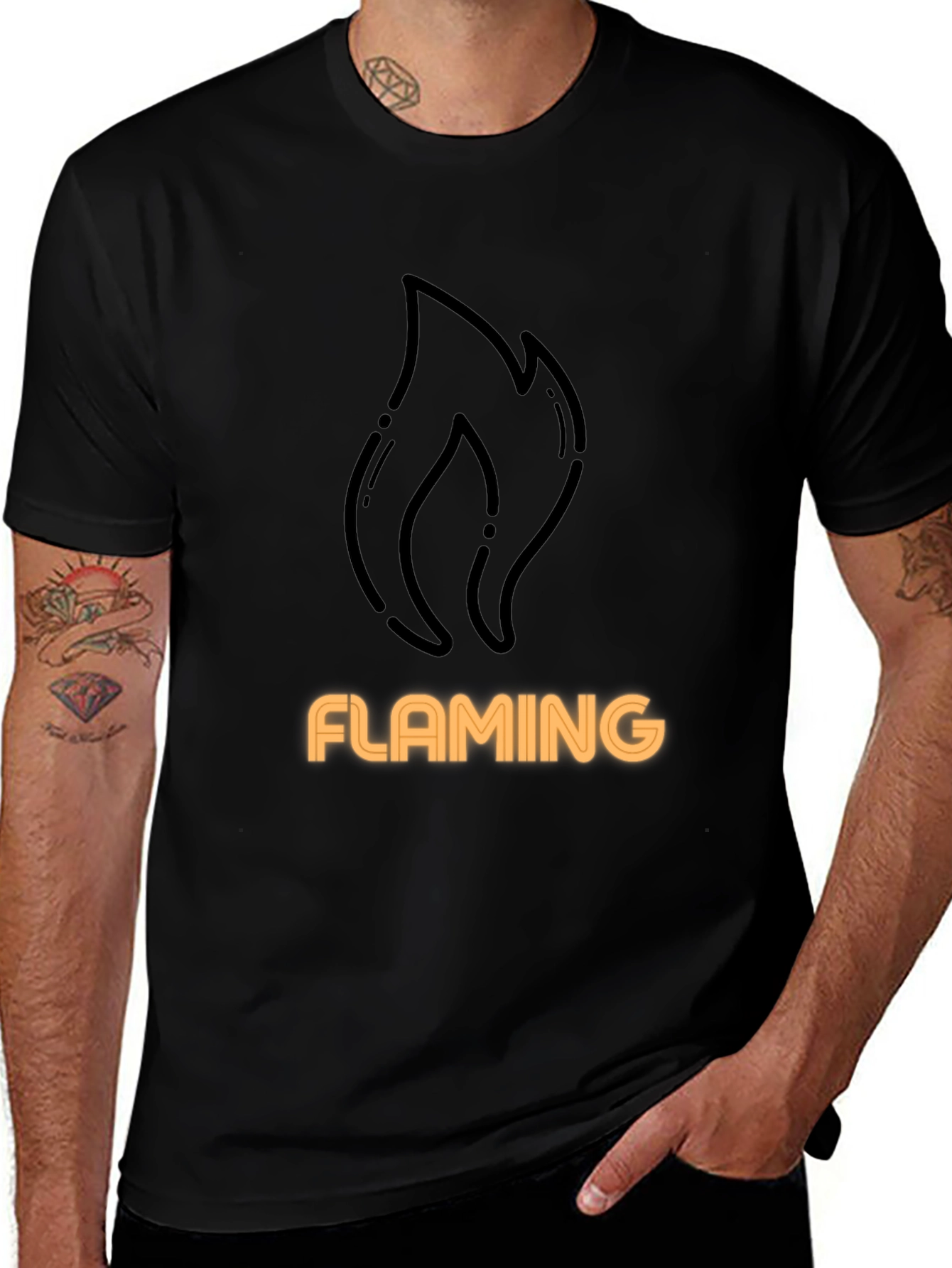 Variant 8 of Flaming Graphic Tee - Black Cotton T-Shirt