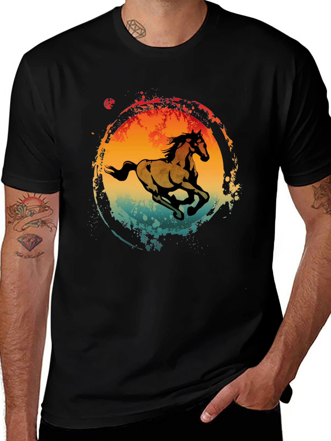 Variant 16 of Retro Horse Graphic Tee - Equestrian Style