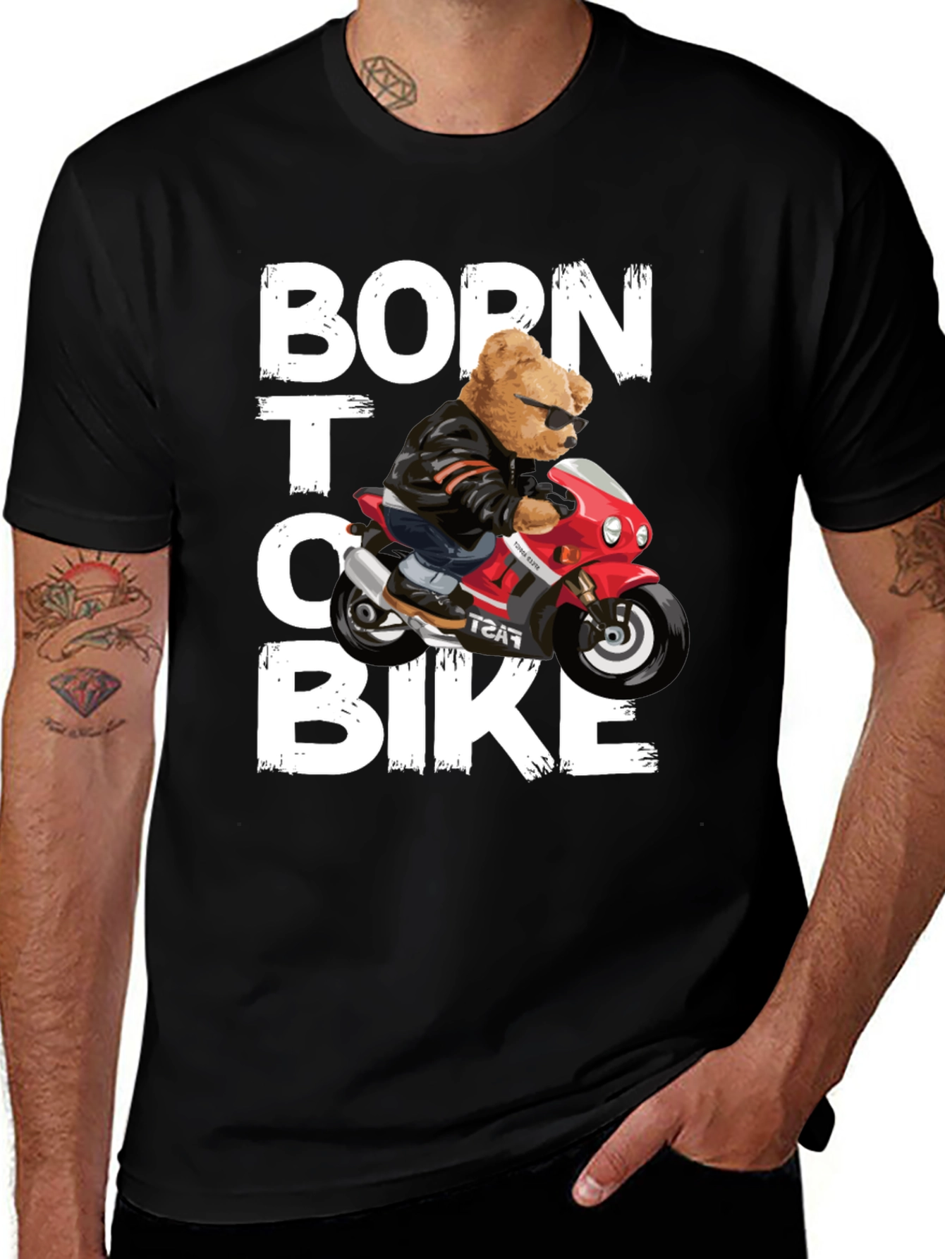 Variant 11 of Born to Bike Bear Graphic T-Shirt