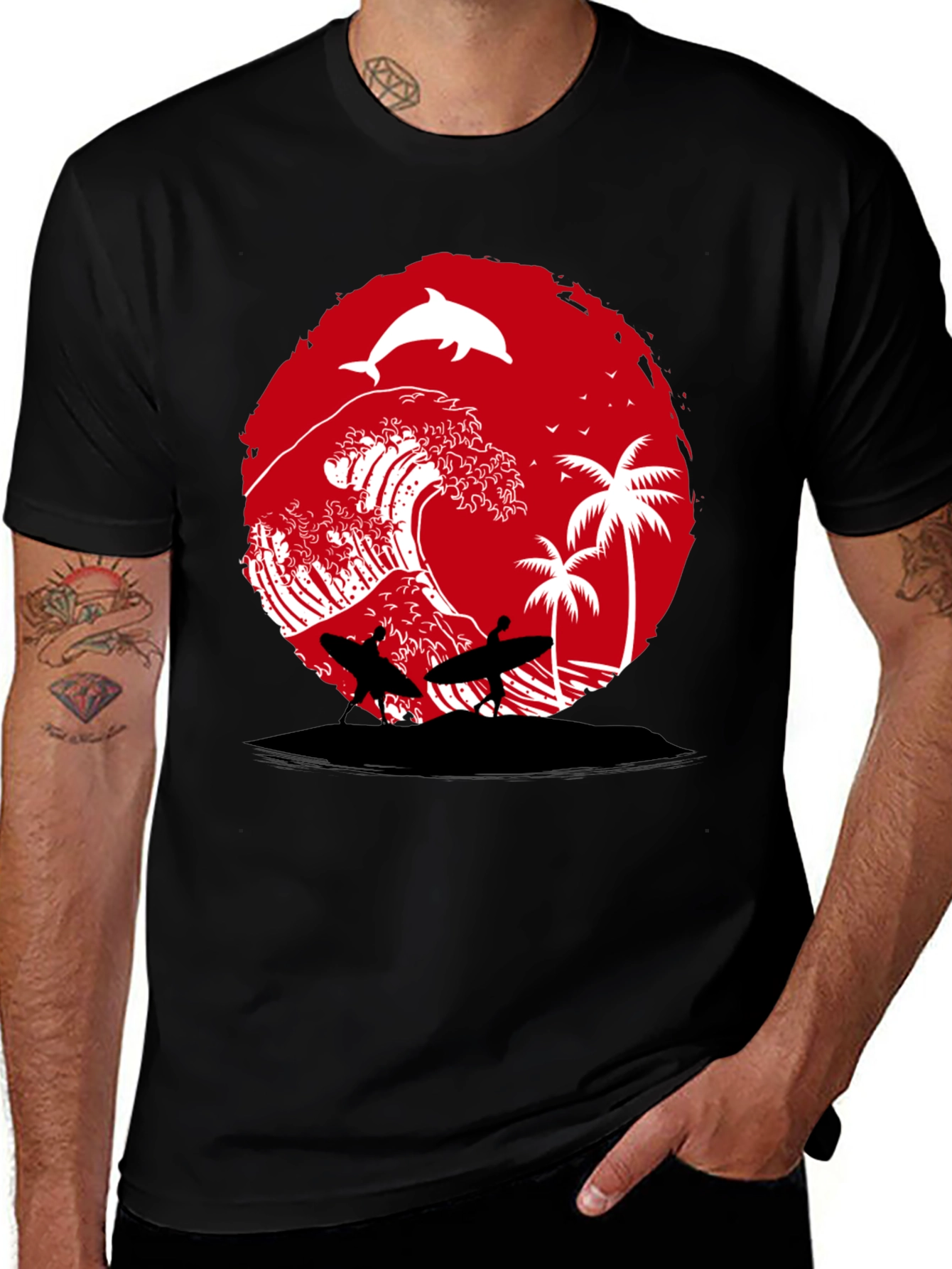 Variant 19 of Surfing Beach Wave Graphic Tee