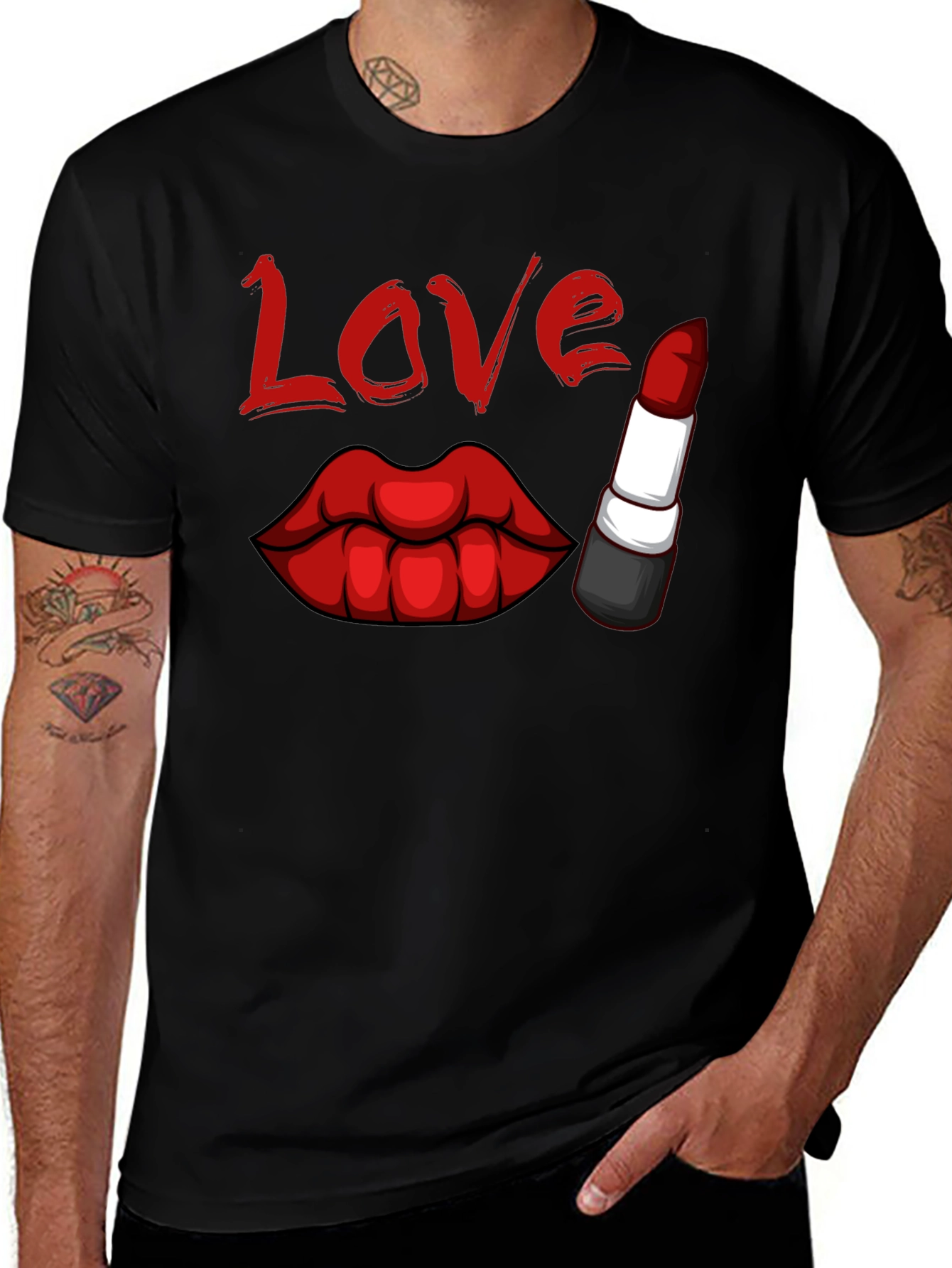 Variant 11 of Love Lips Lipstick Black T-Shirt