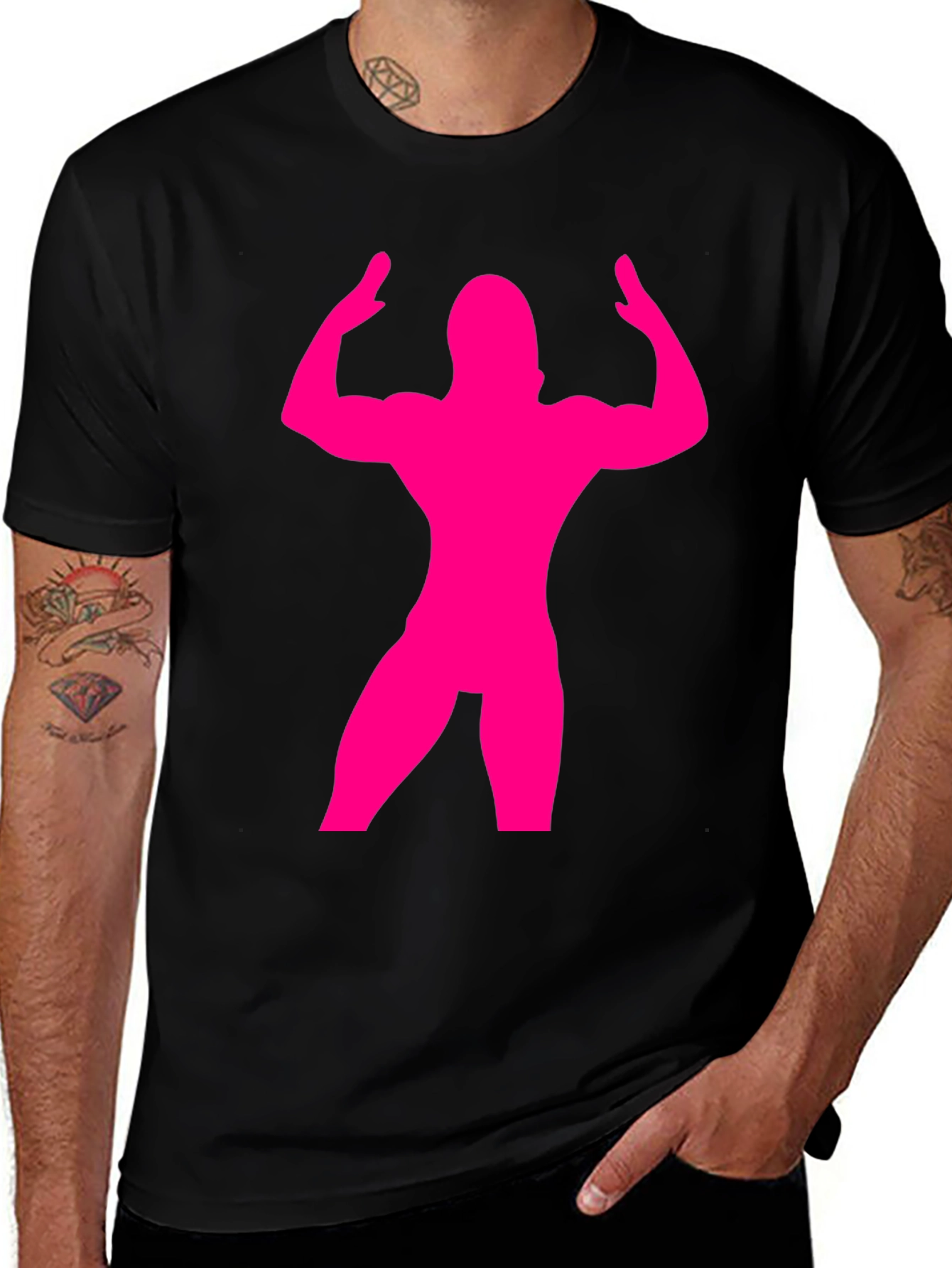 Variant 2 of Muscle Man Silhouette T-Shirt - Bodybuilder Gym Tee