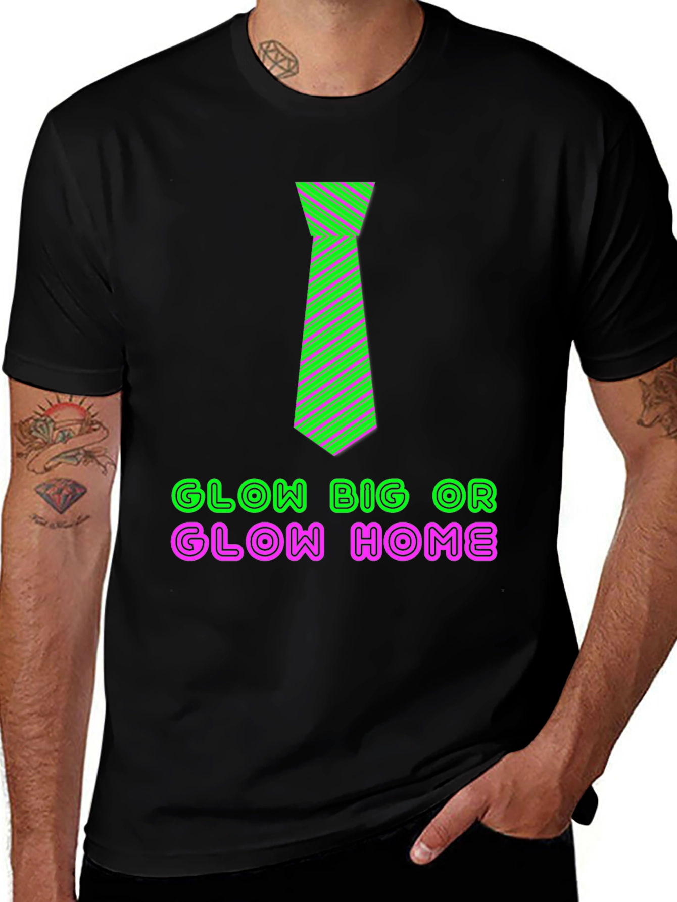 Glow Big Tie Graphic Tee - Black T-Shirt