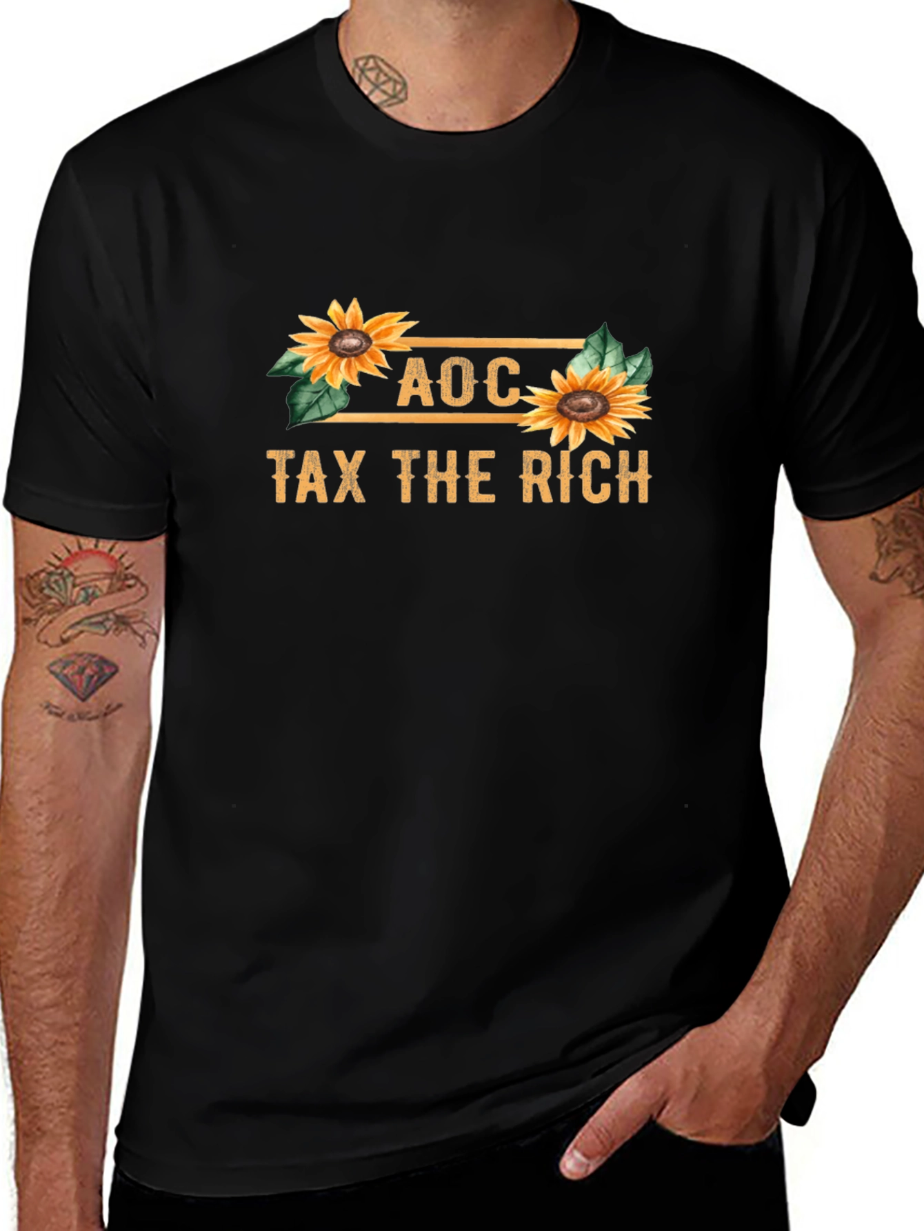 Variant 5 of AOC Tax The Rich Sunflower Graphic Tee