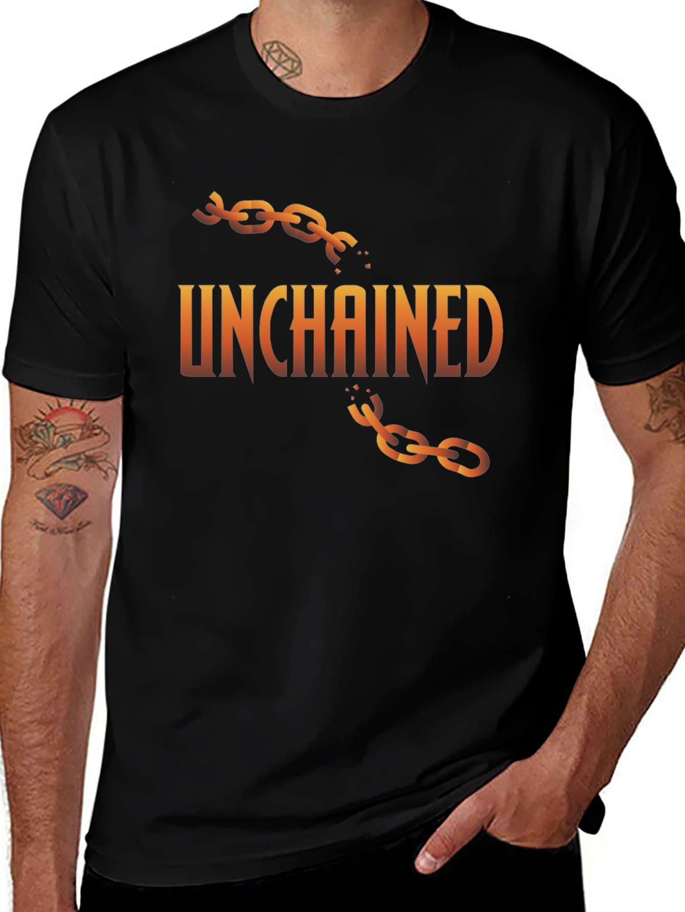 Variant 4 of Unchained Graphic Tee - Black Cotton T-Shirt