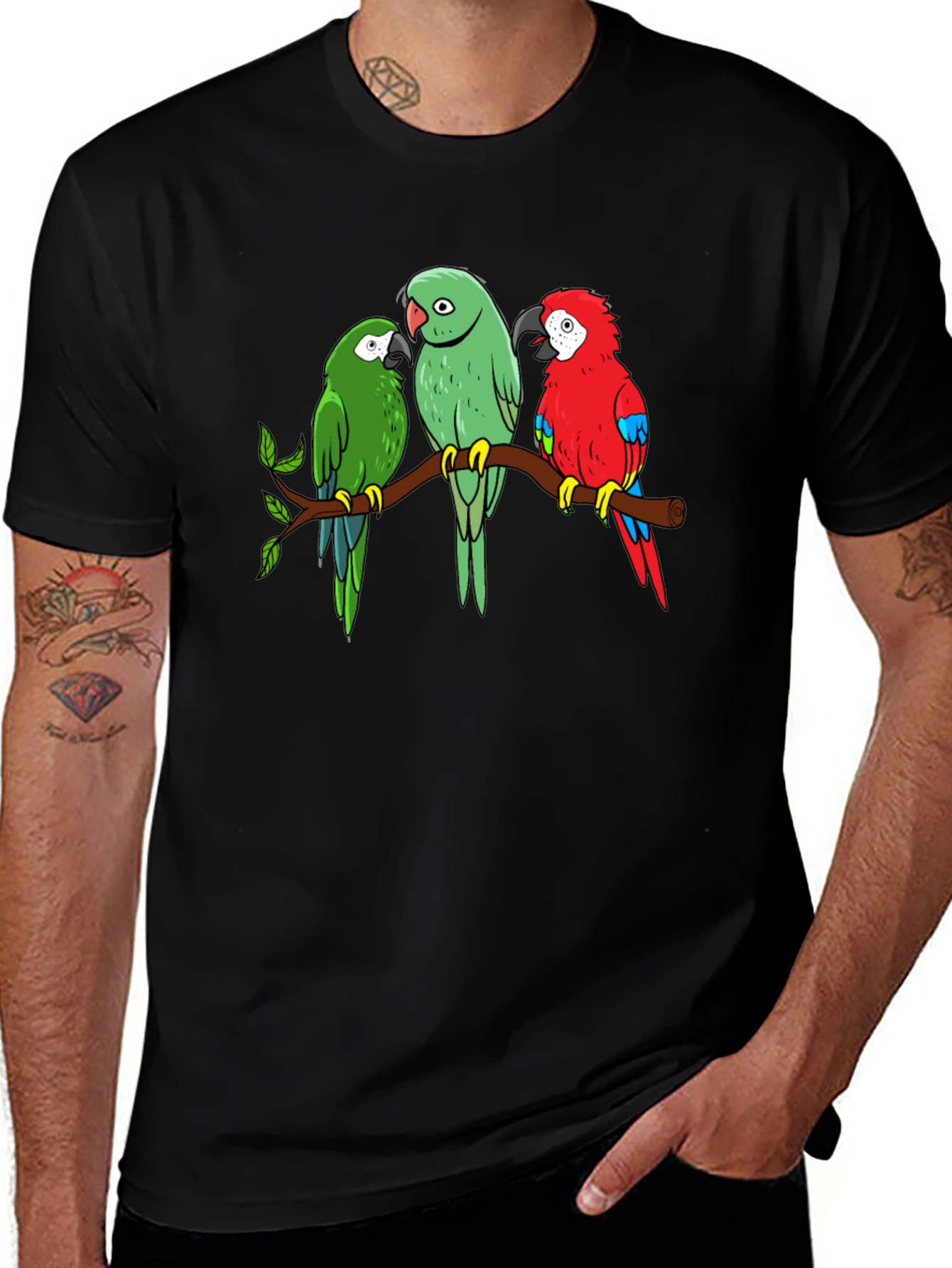 Variant 4 of Parrot Trio T-Shirt - Colorful Bird Design