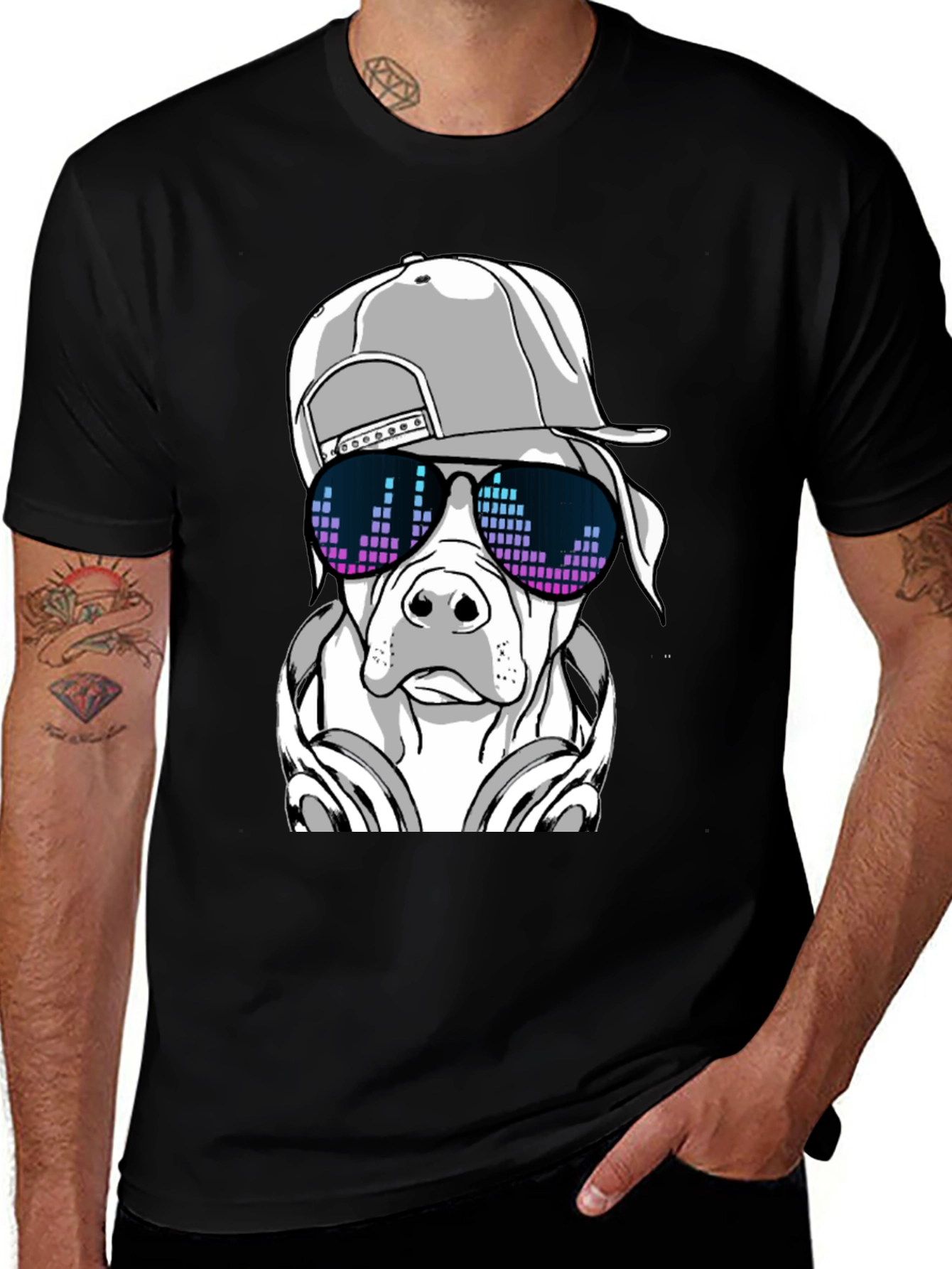 Variant 5 of Cool Dog Graphic Tee - Black T-Shirt