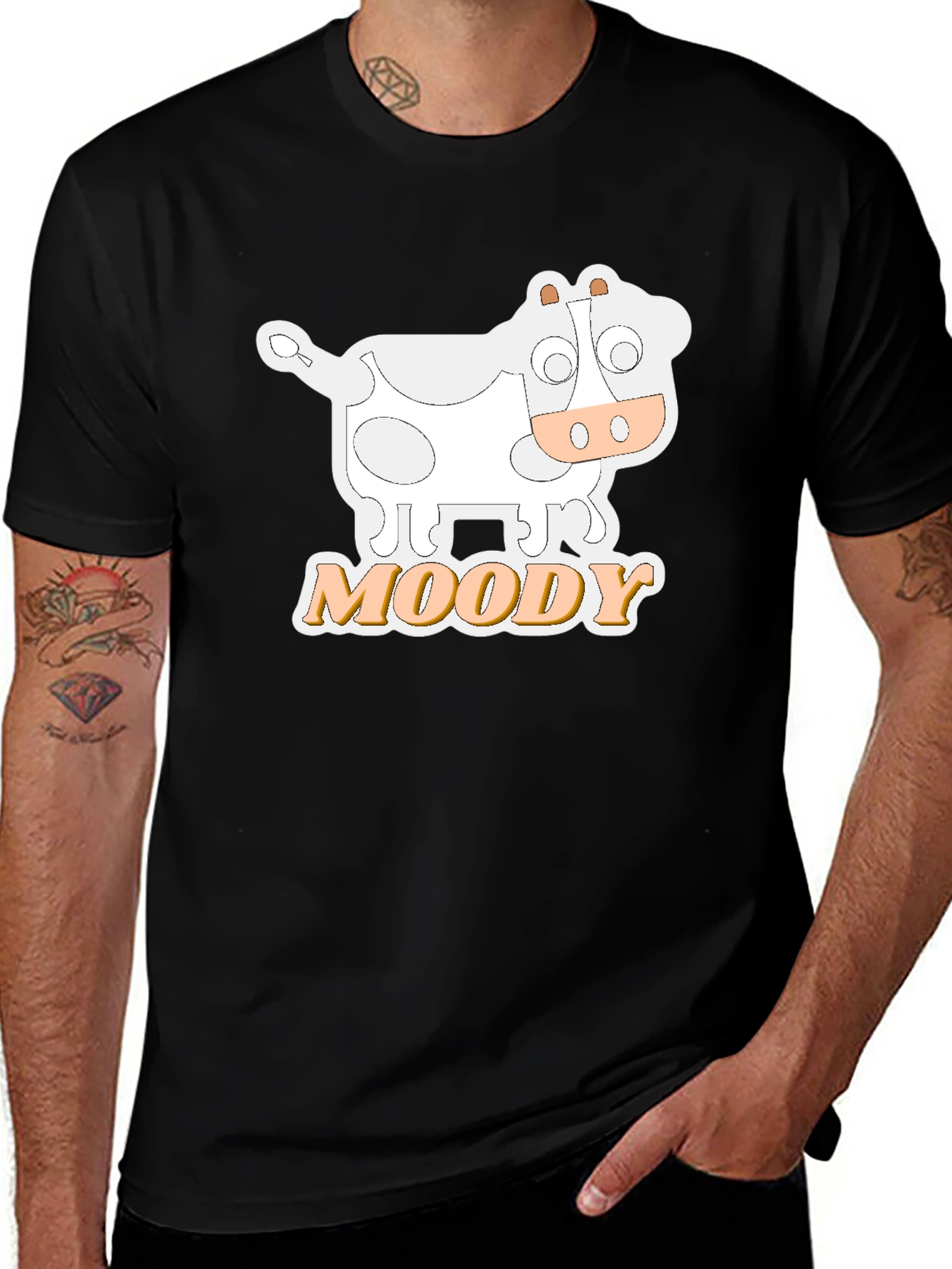 Variant 22 of Moody Cow Graphic Tee - Black Cotton T-Shirt