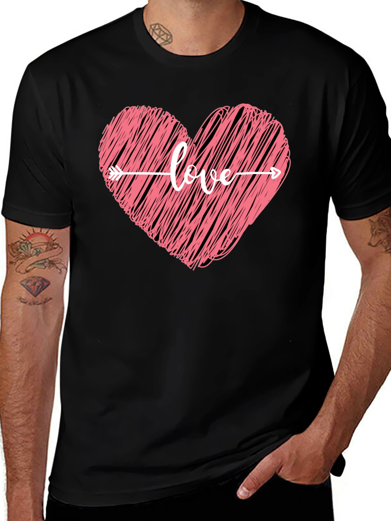 Variant 23 of Love Heart Arrow Graphic Tee - Black T-Shirt