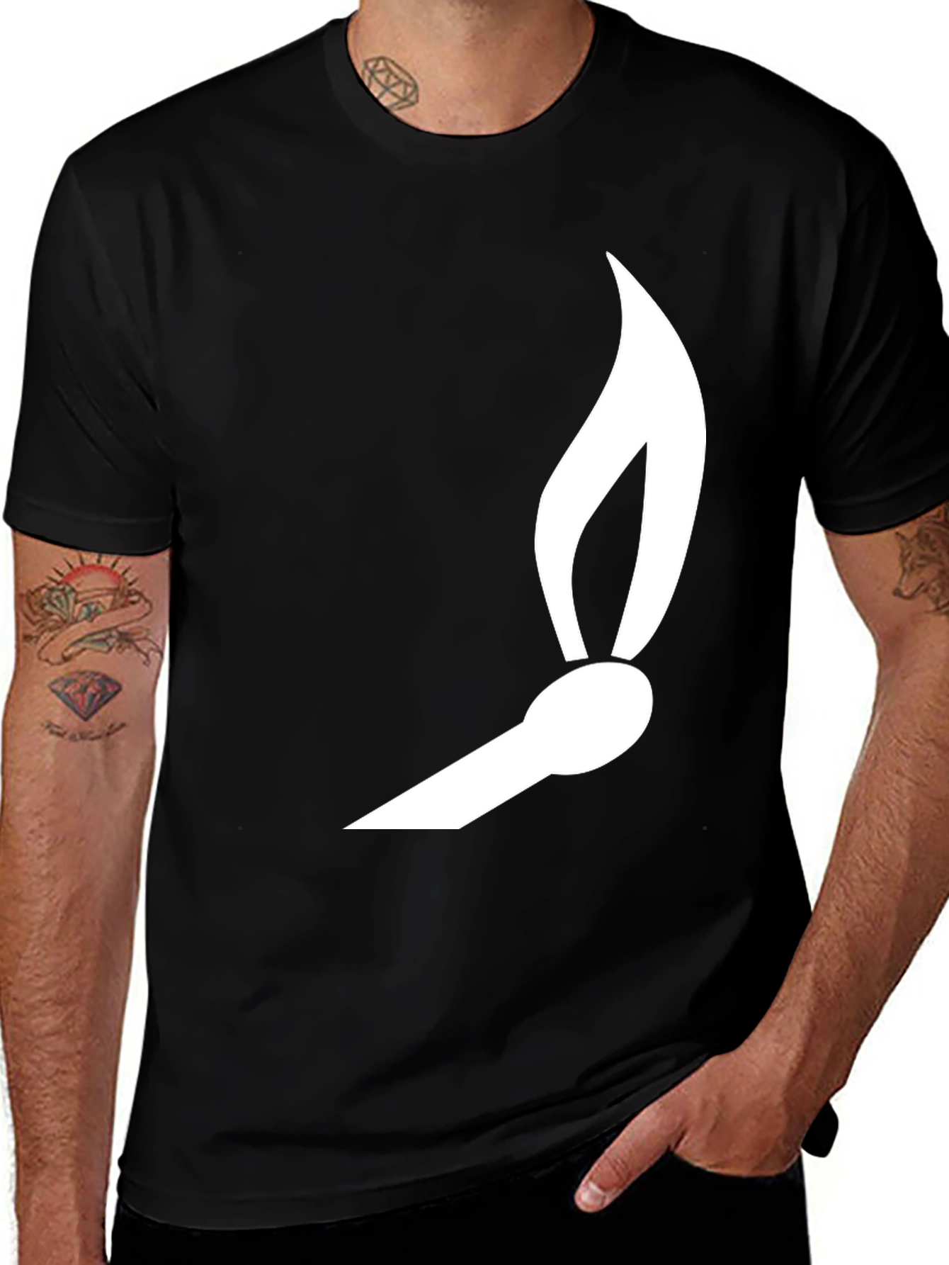 Variant 23 of Match Flame Graphic Tee - Black Cotton Casual Shirt