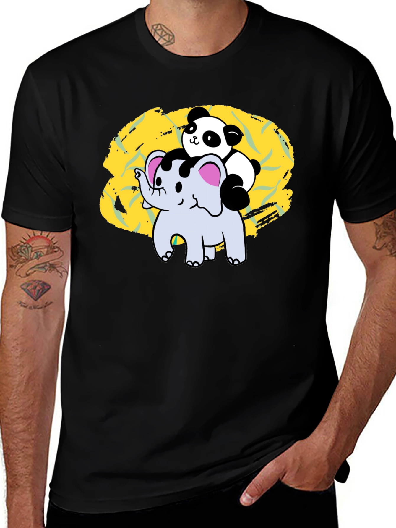 Variant 19 of Panda & Elephant Graphic Tee - Black