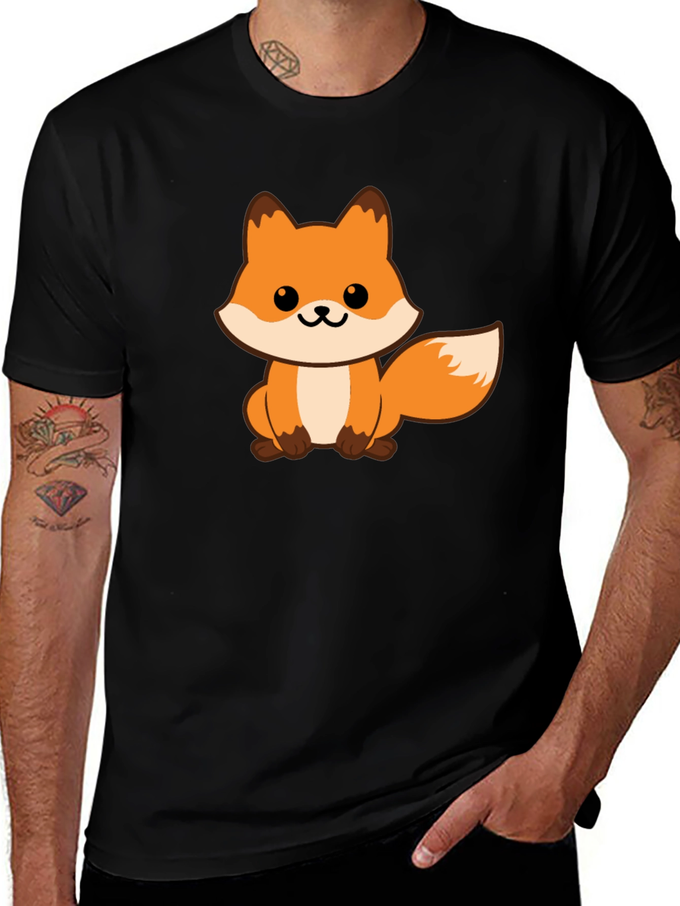 Variant 6 of Cute Fox Graphic Black T-Shirt