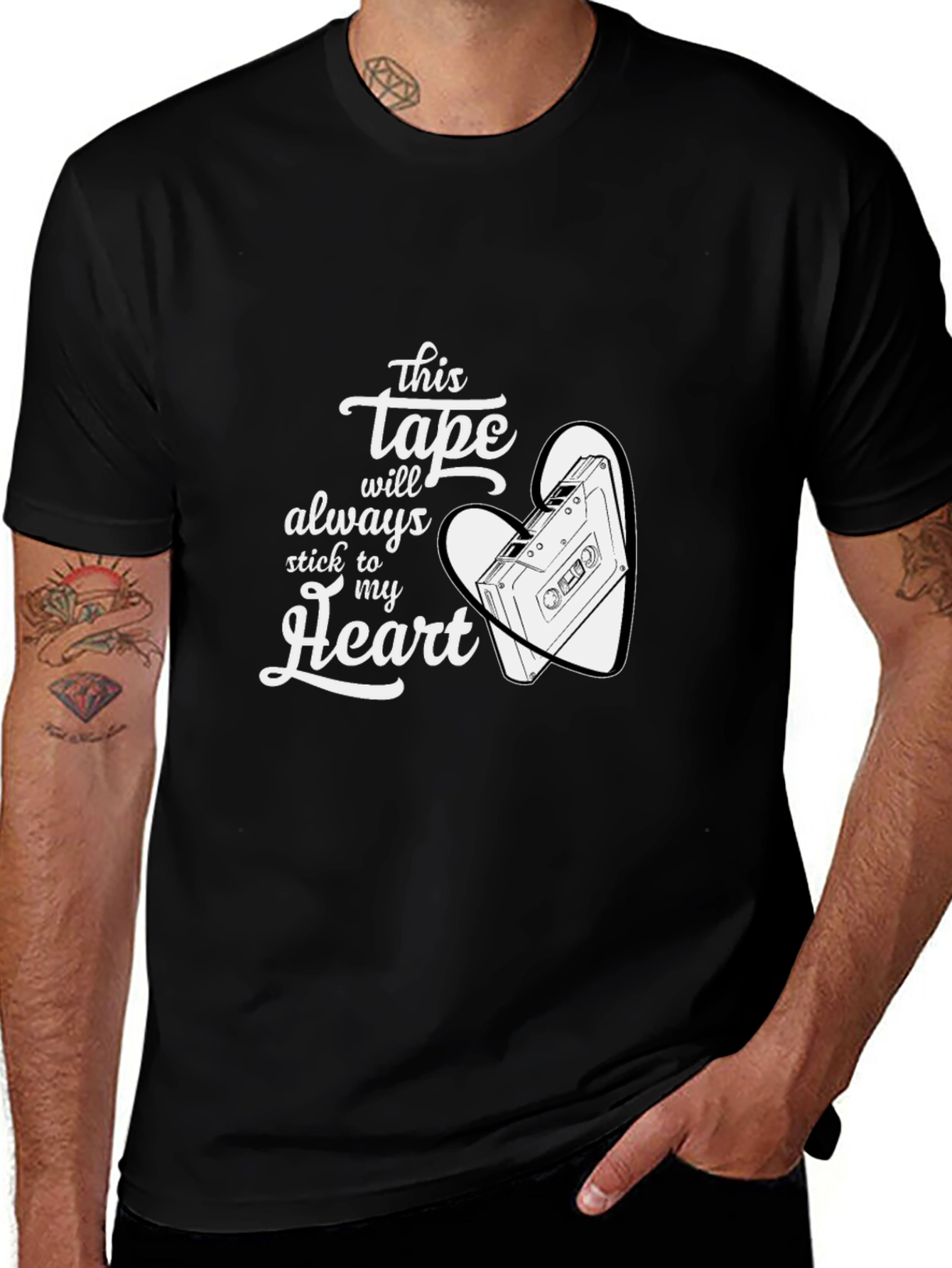 Variant 9 of Cassette Tape Heart Graphic T-Shirt - Always Stick To My Heart