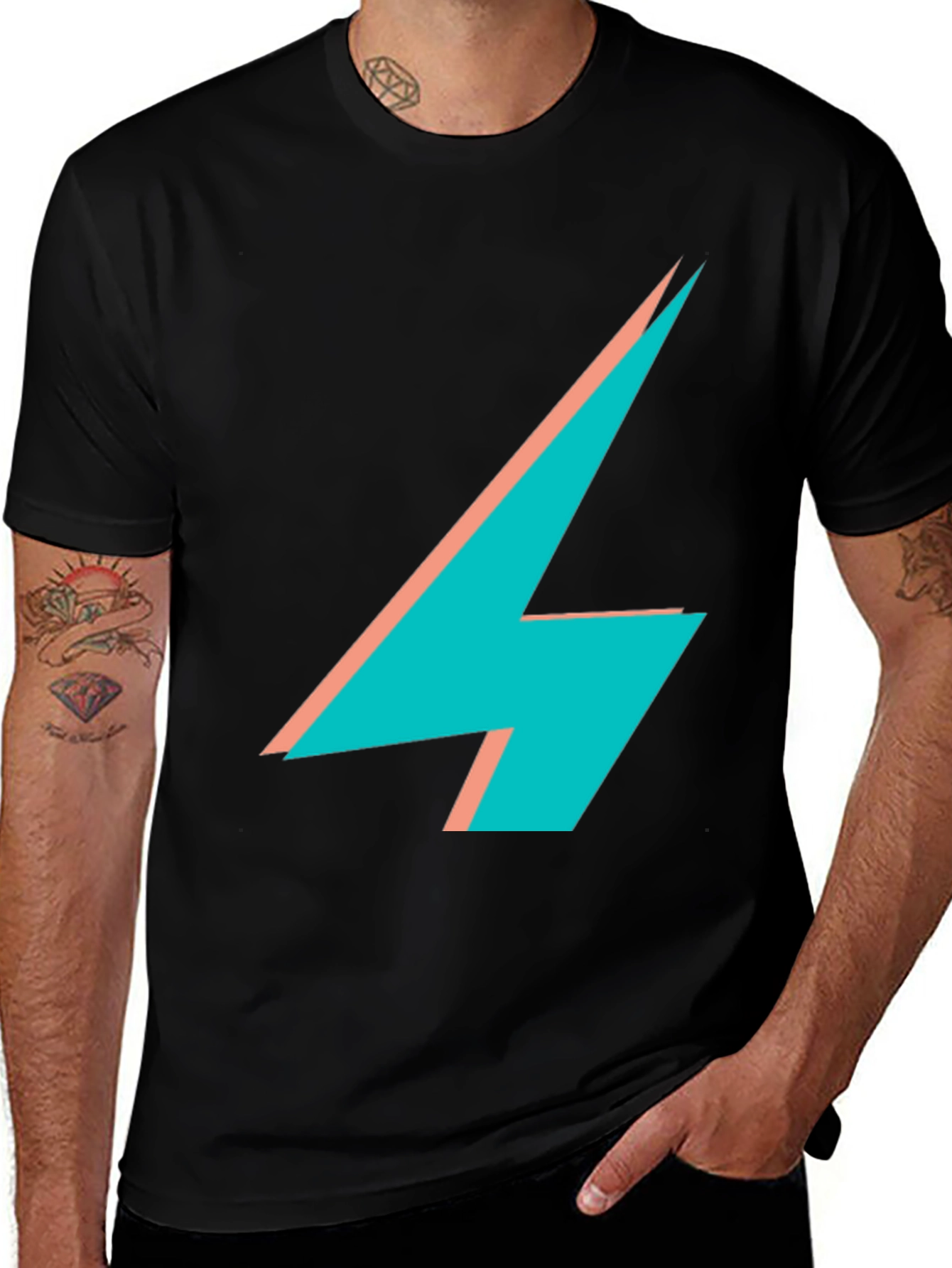 Variant 14 of Bold Lightning Bolt Graphic Tee - Modern Casual Style