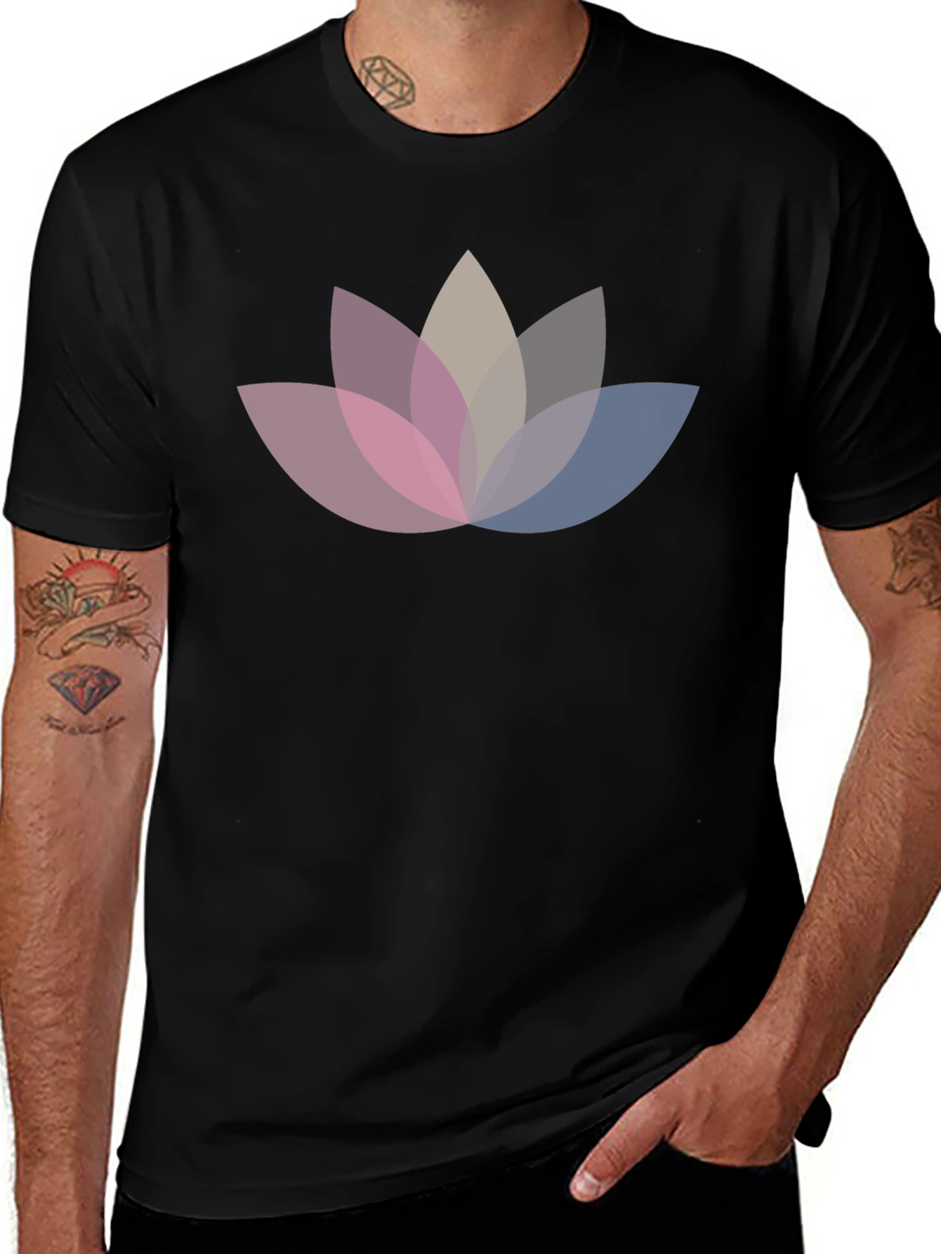 Variant 9 of Lotus Flower Graphic Tee - Modern Black T-Shirt