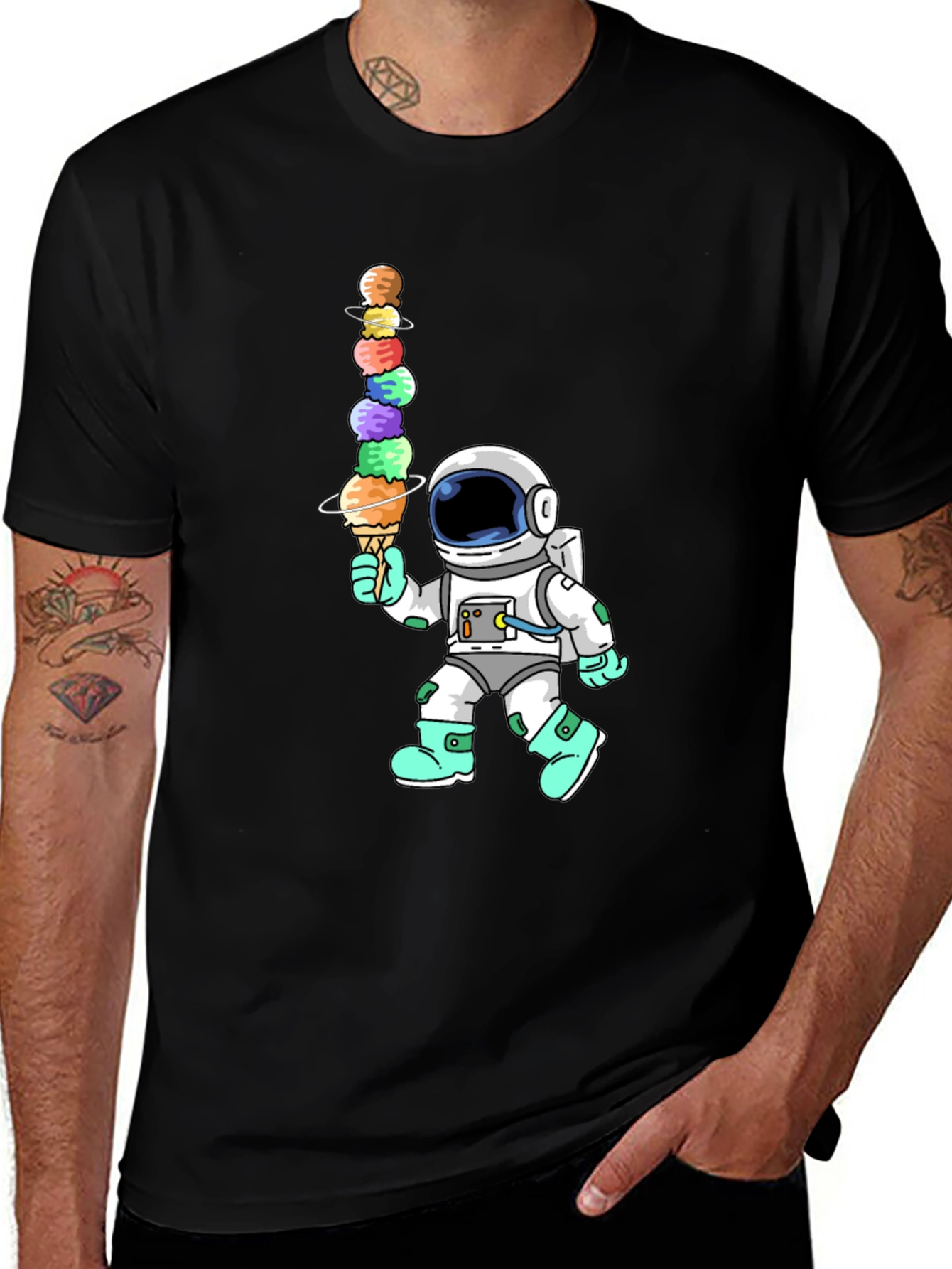 Variant 25 of Astronaut Ice Cream Stack Graphic Tee