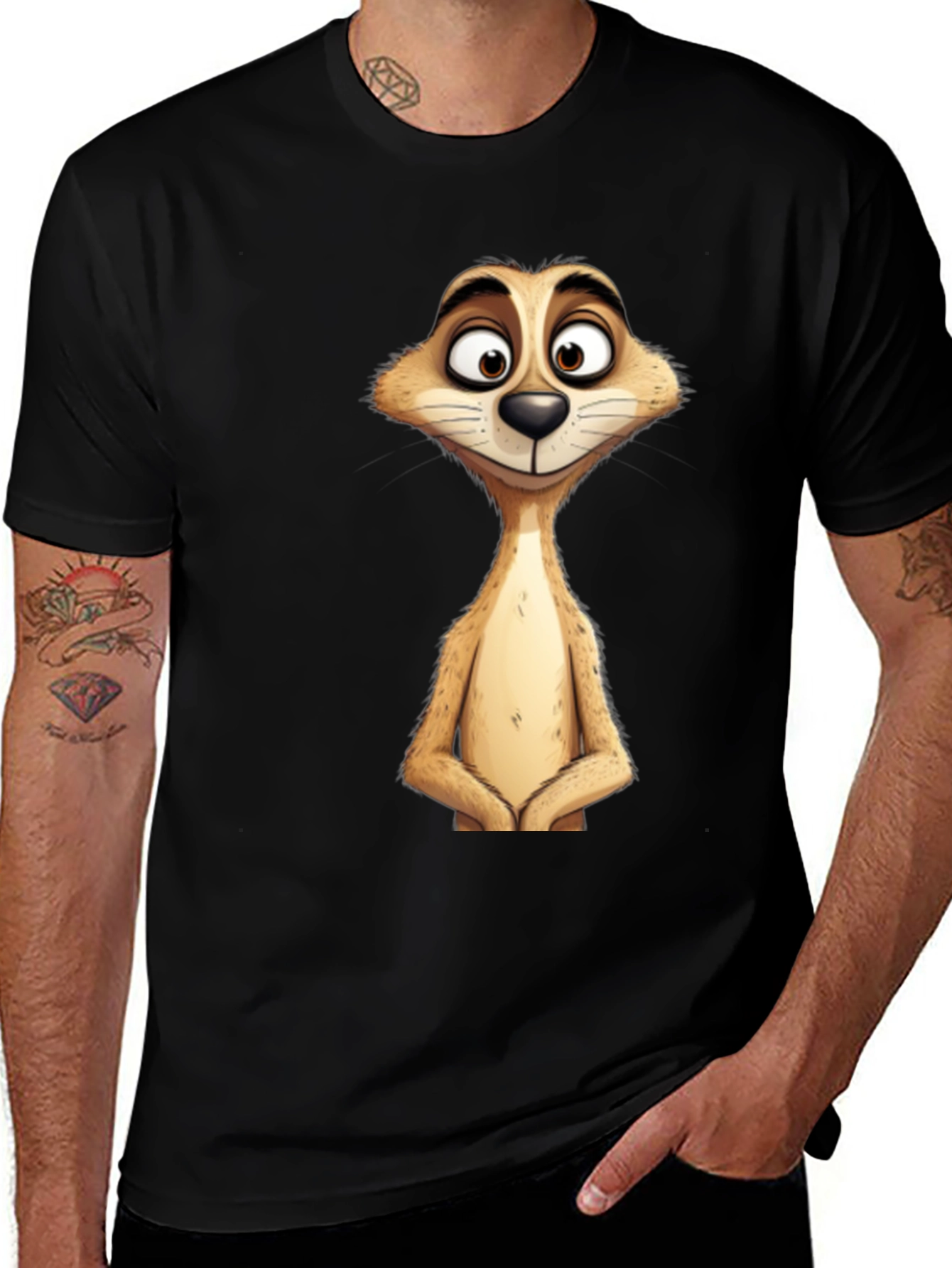 Variant 6 of Meerkat Graphic Tee - Black Cotton T-Shirt
