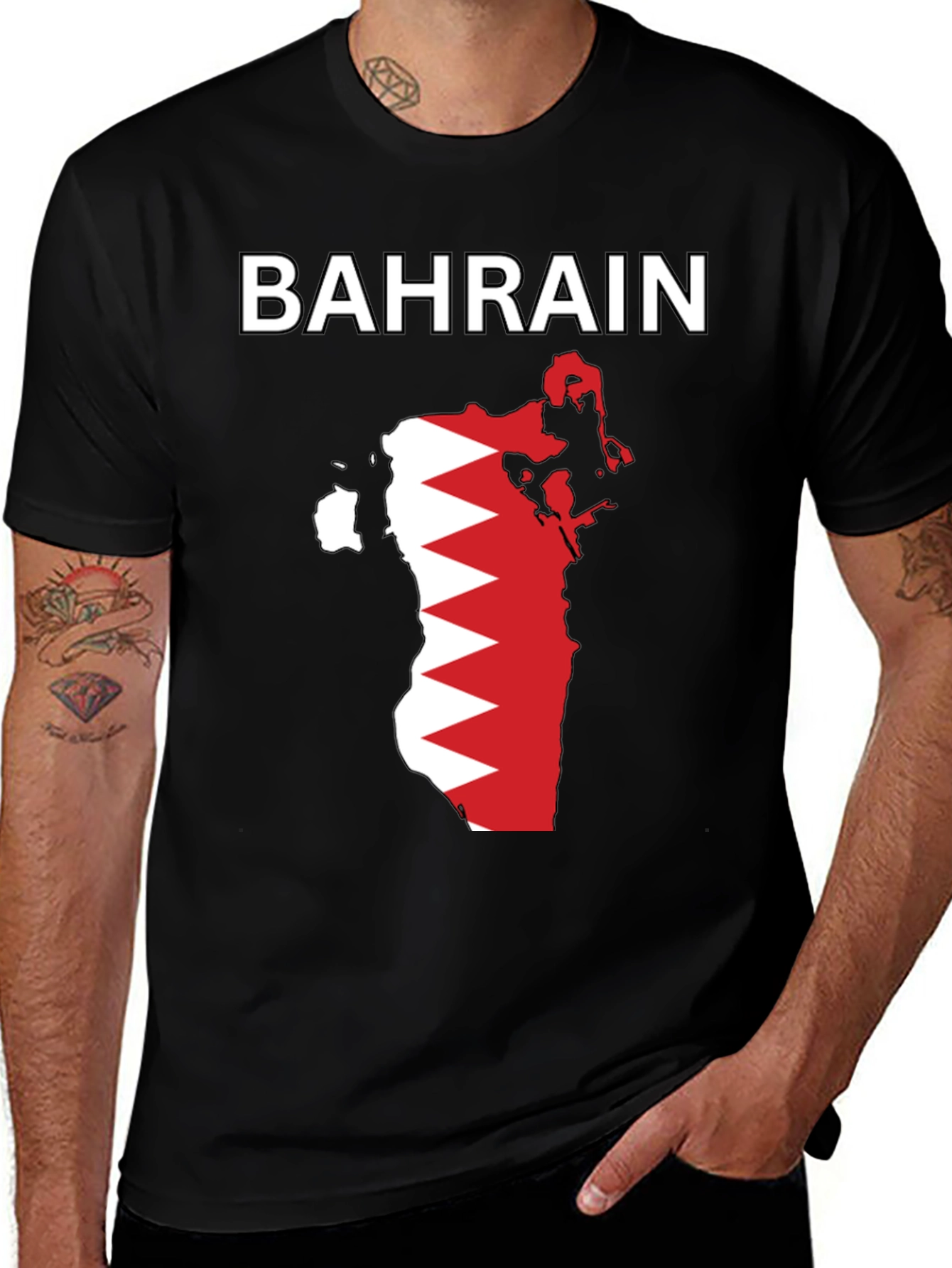 Bahrain Flag Map Graphic T-Shirt