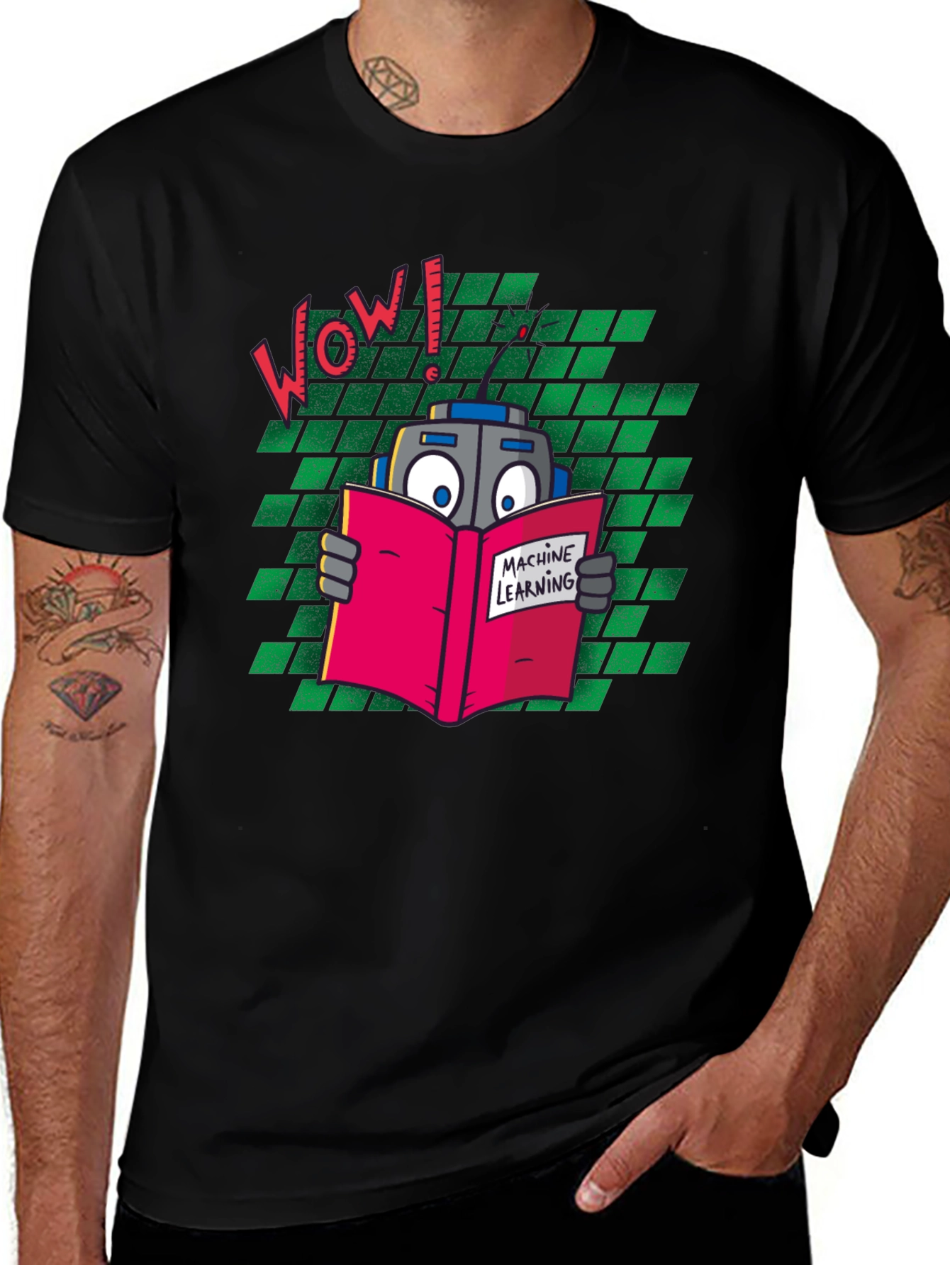 Black Machine Learning Robot T-Shirt main image