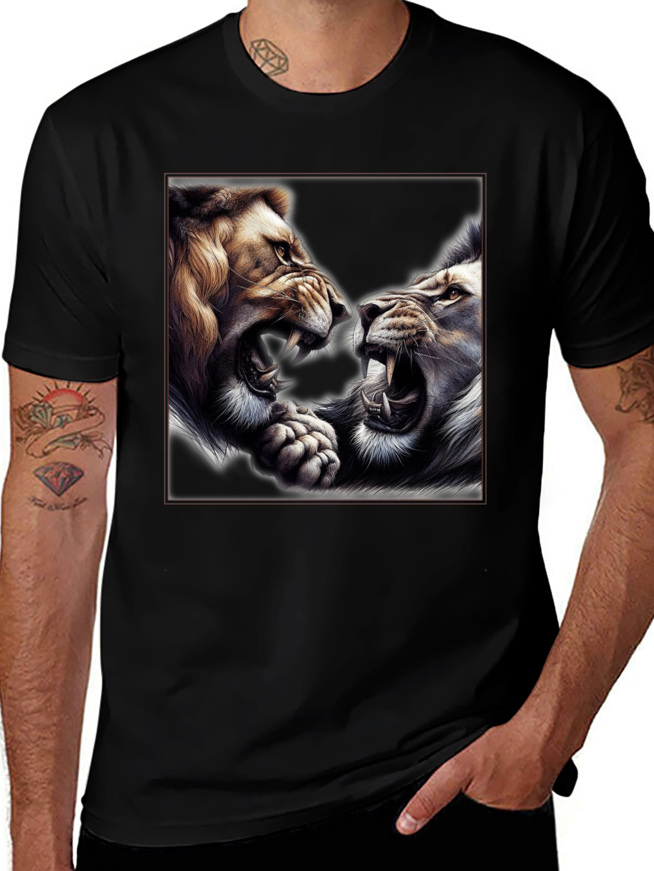 Variant 7 of Roaring Lions Graphic T-Shirt - Bold Animal Print