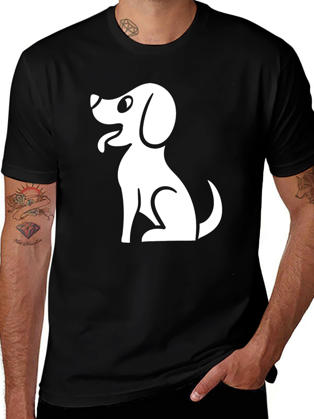 Black Dog Graphic Black T-Shirt - Cute Puppy Design main image