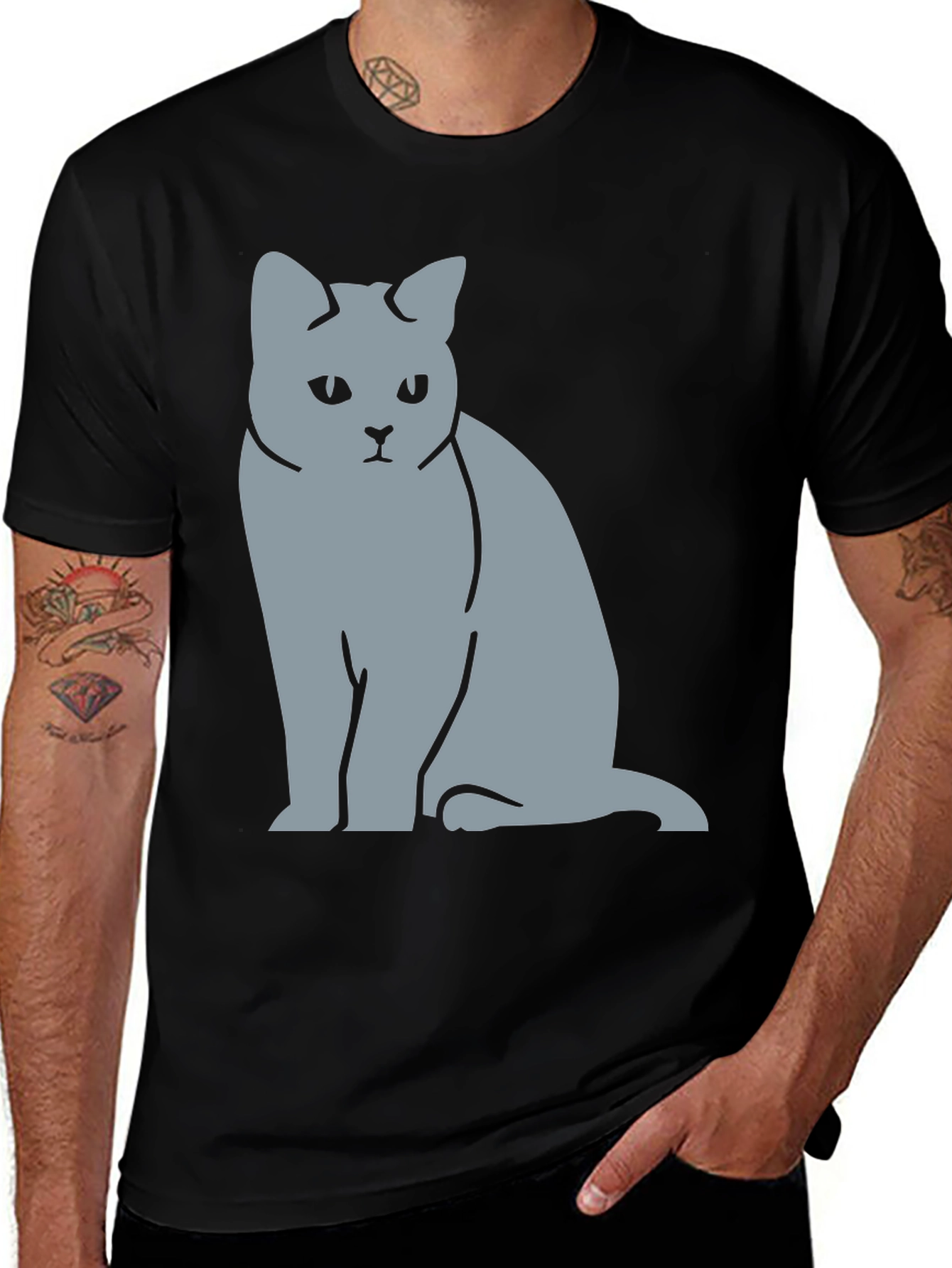 Variant 18 of Sad Cat Graphic T-Shirt - Unisex Black Tee