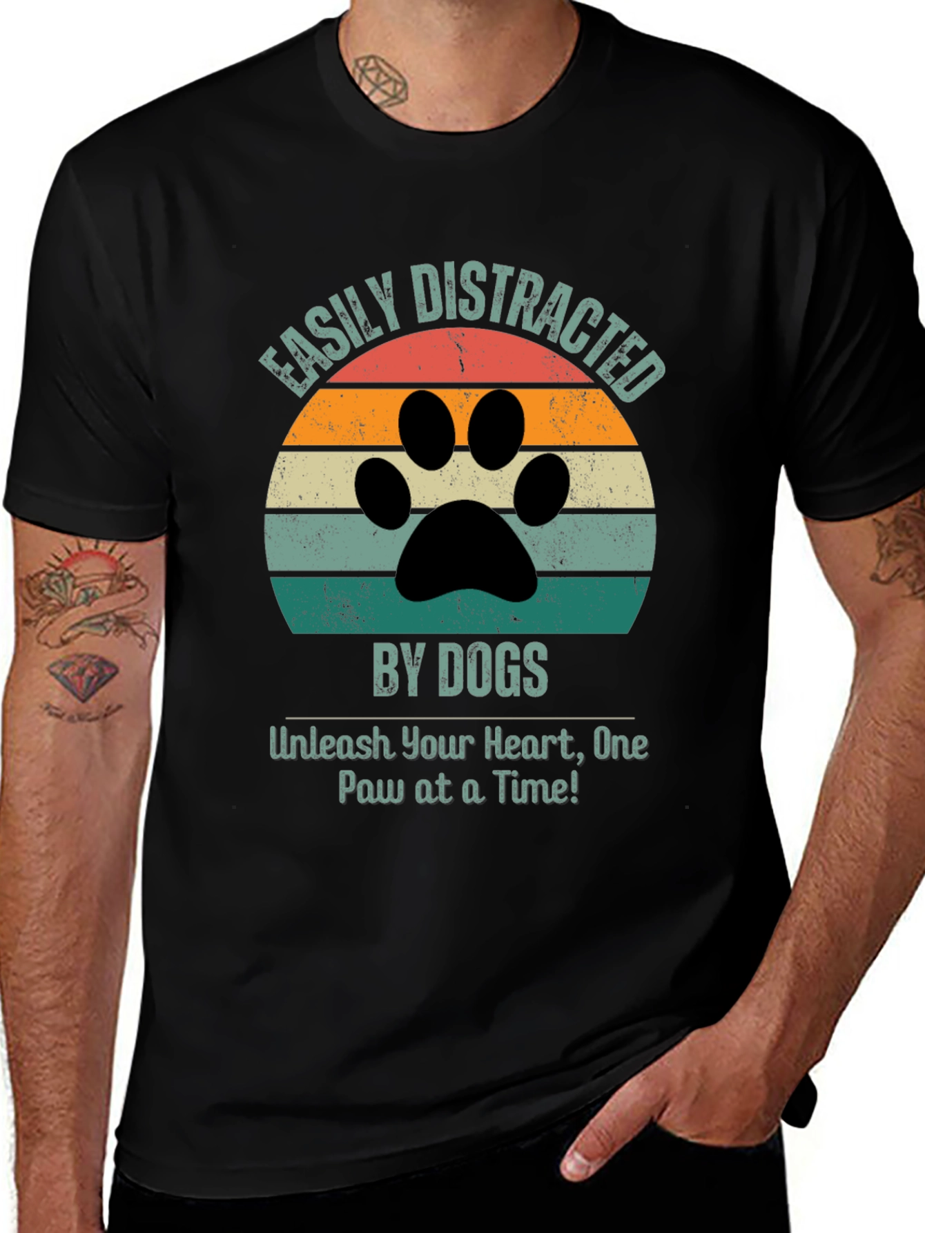 Variant 26 of Easily Distracted By Dogs Black T-Shirt