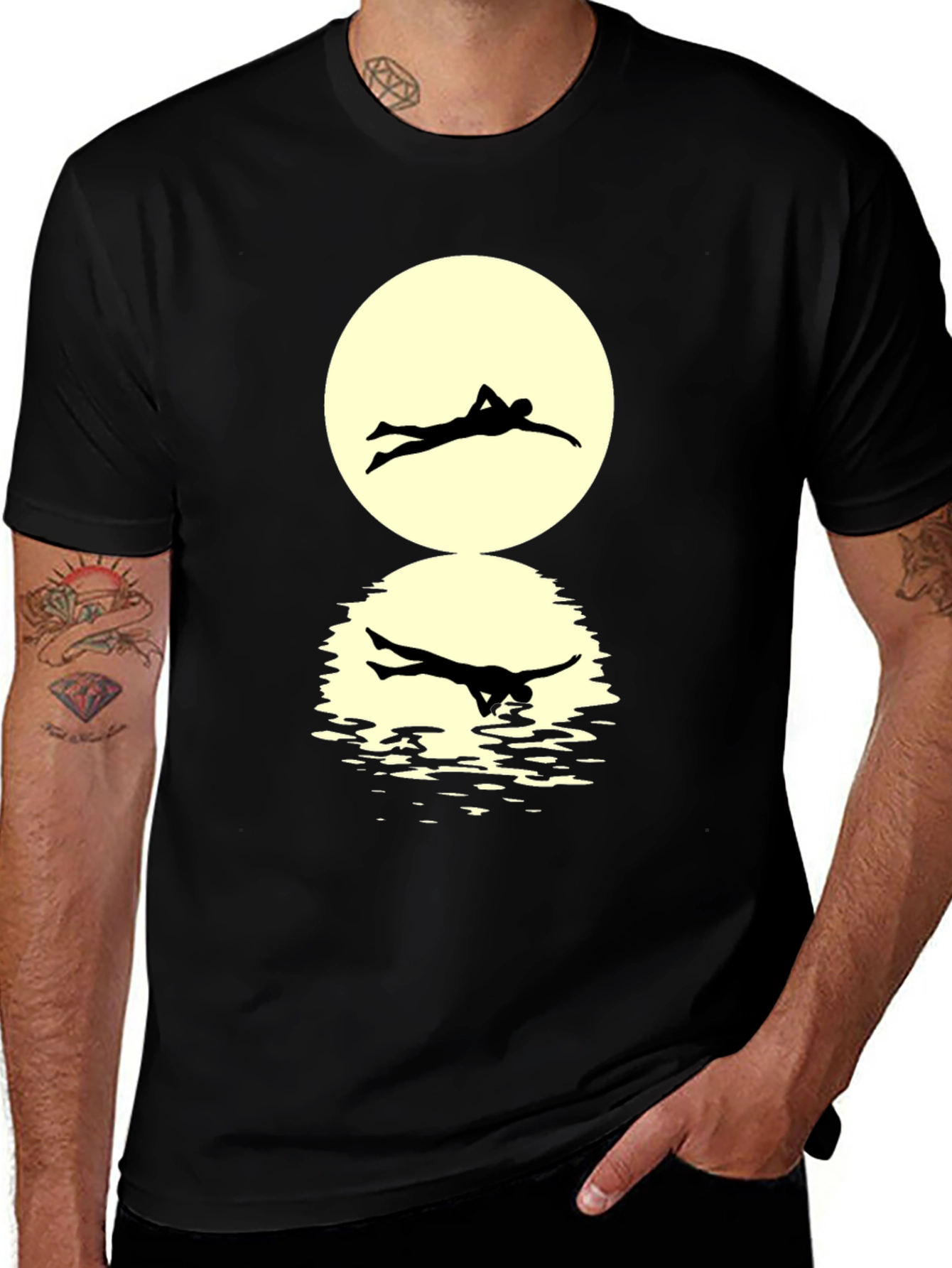 Variant 9 of Swimmer Silhouette Graphic Tee - Stylish & Unique!