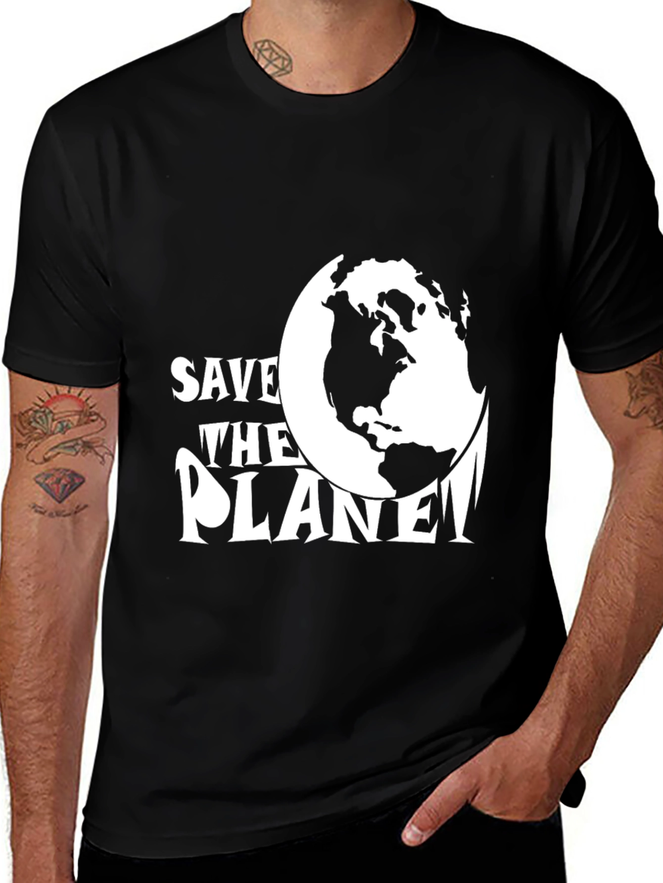 Variant 5 of Save the Planet Black T-Shirt