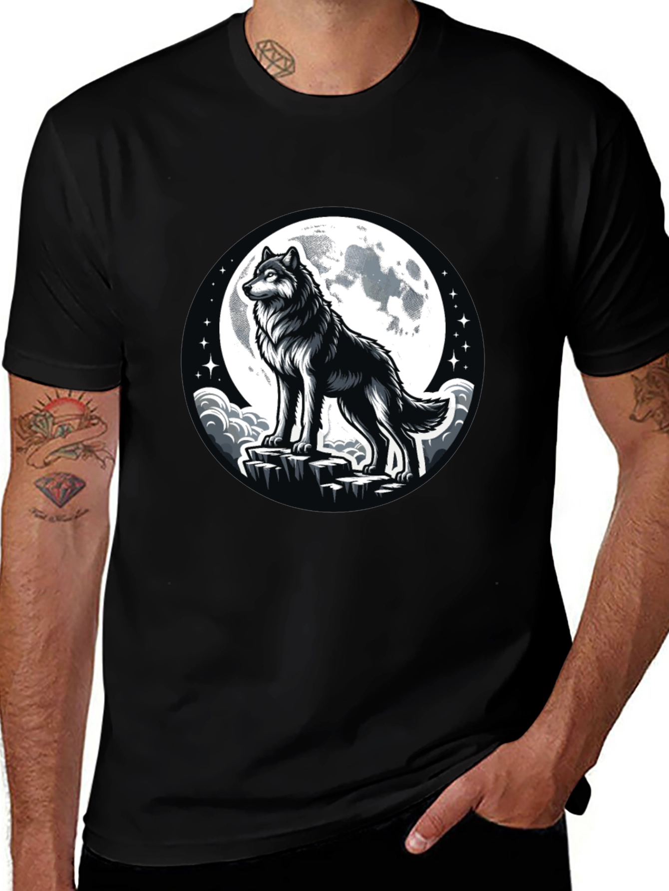 Variant 15 of Wolf Moon Black T-Shirt