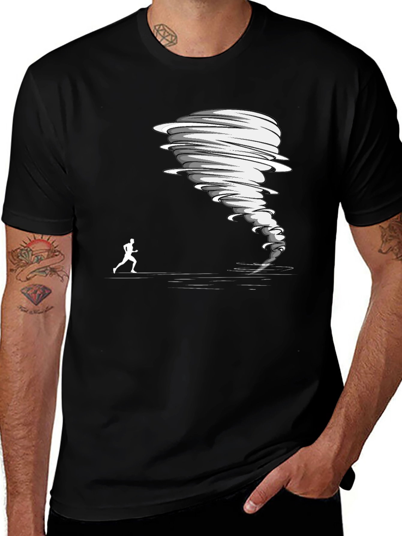 Variant 13 of Tornado Chase Graphic Tee - Black Cotton T-Shirt