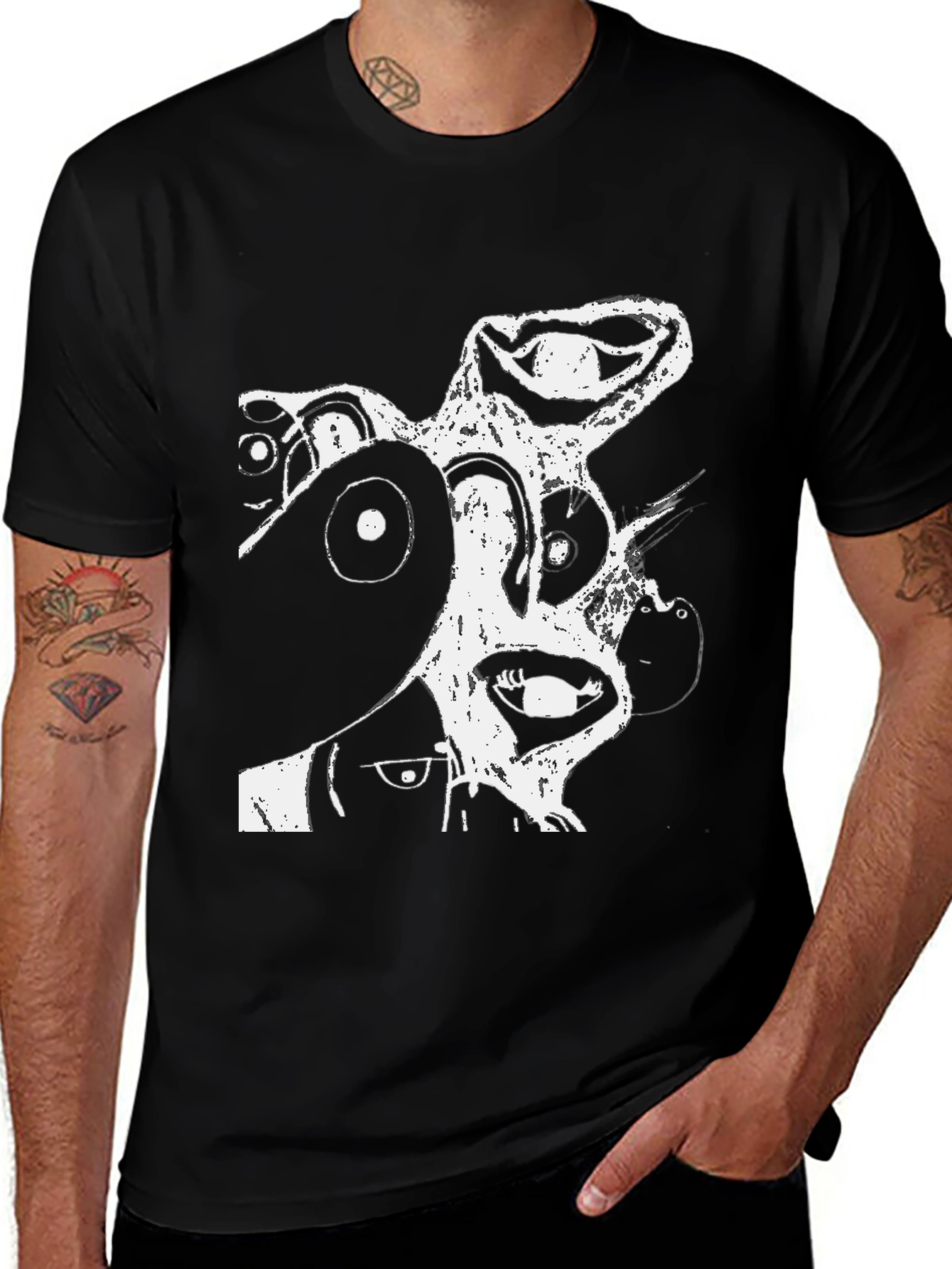 Variant 10 of Abstract Graphic Print T-Shirt - Casual Black Tee