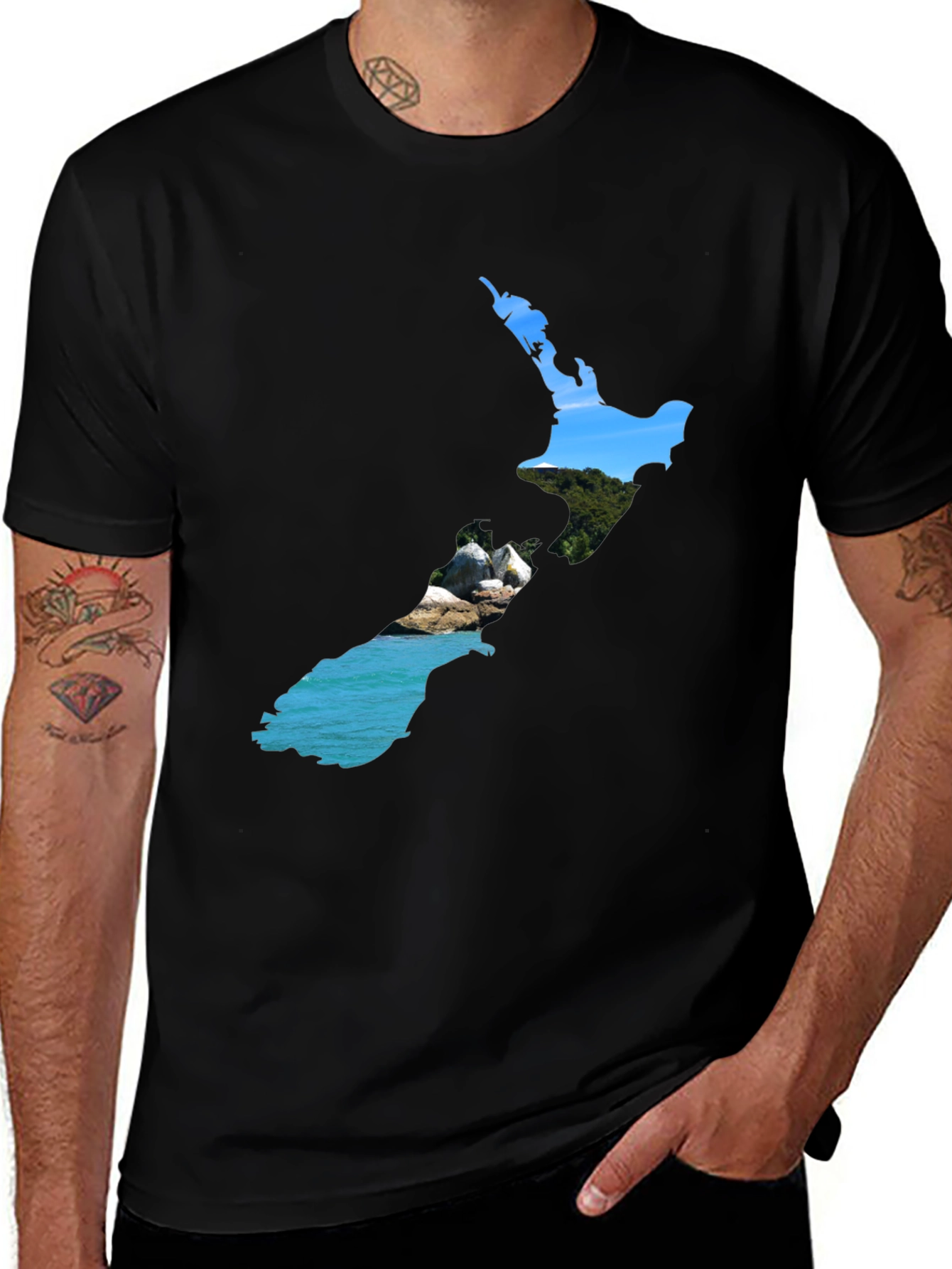 New Zealand Map Graphic T-Shirt