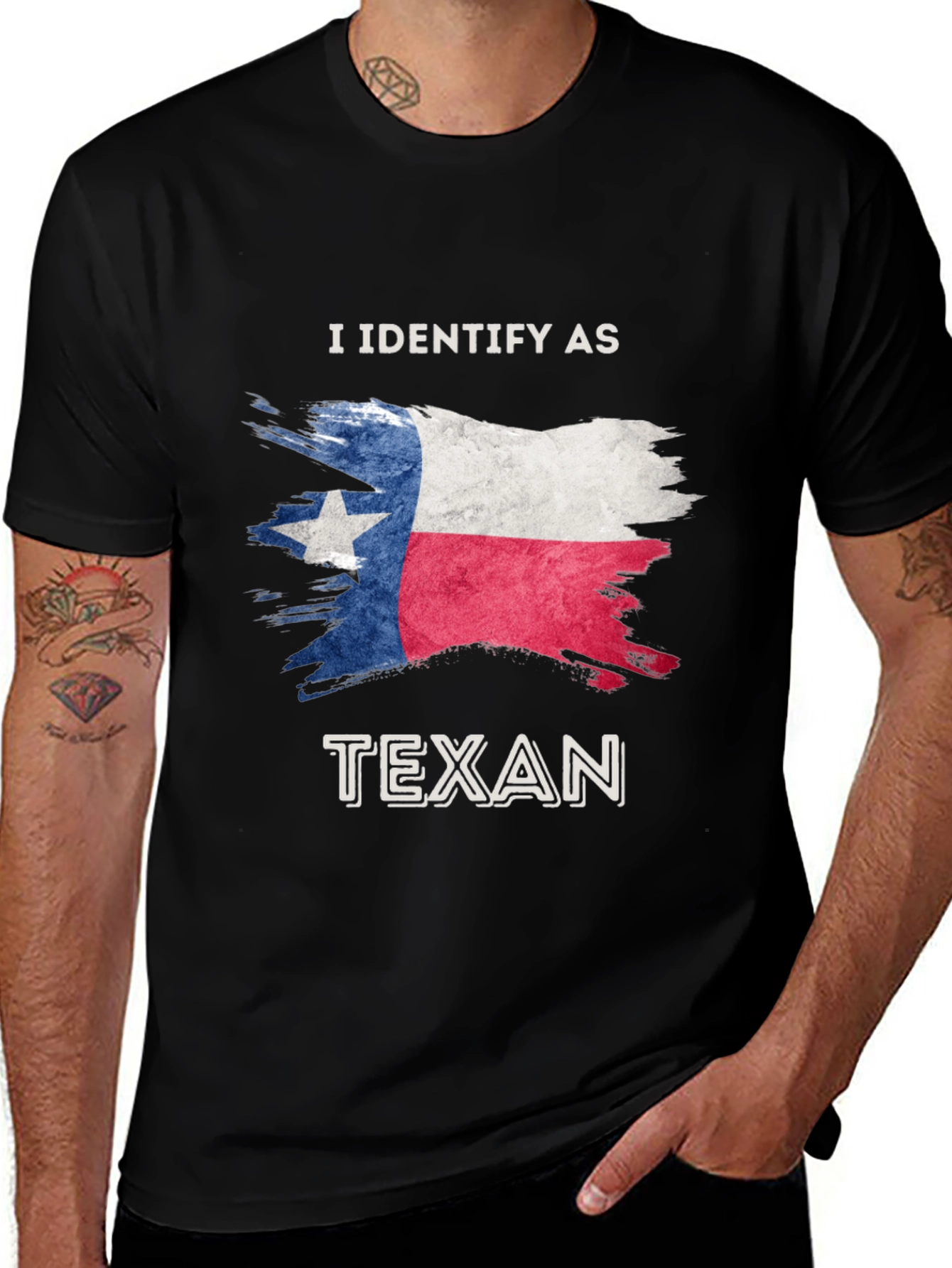 I Identify As Texan Graphic Tee - Black Cotton T-Shirt