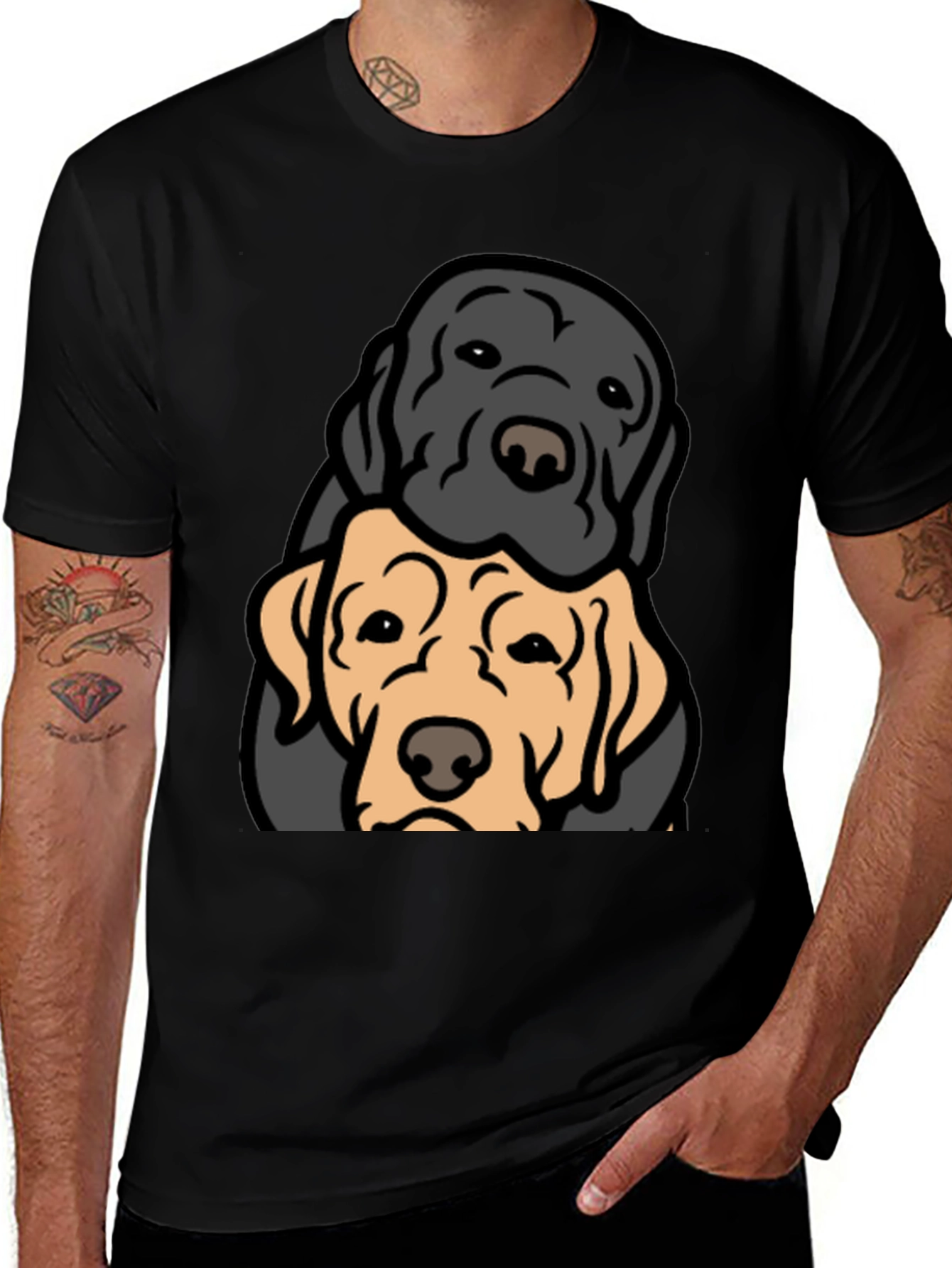 Labrador Dogs Graphic Black T-Shirt