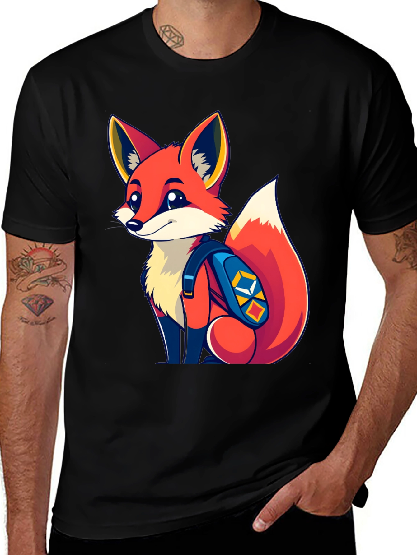 Variant 8 of Fox with Backpack Graphic Tee