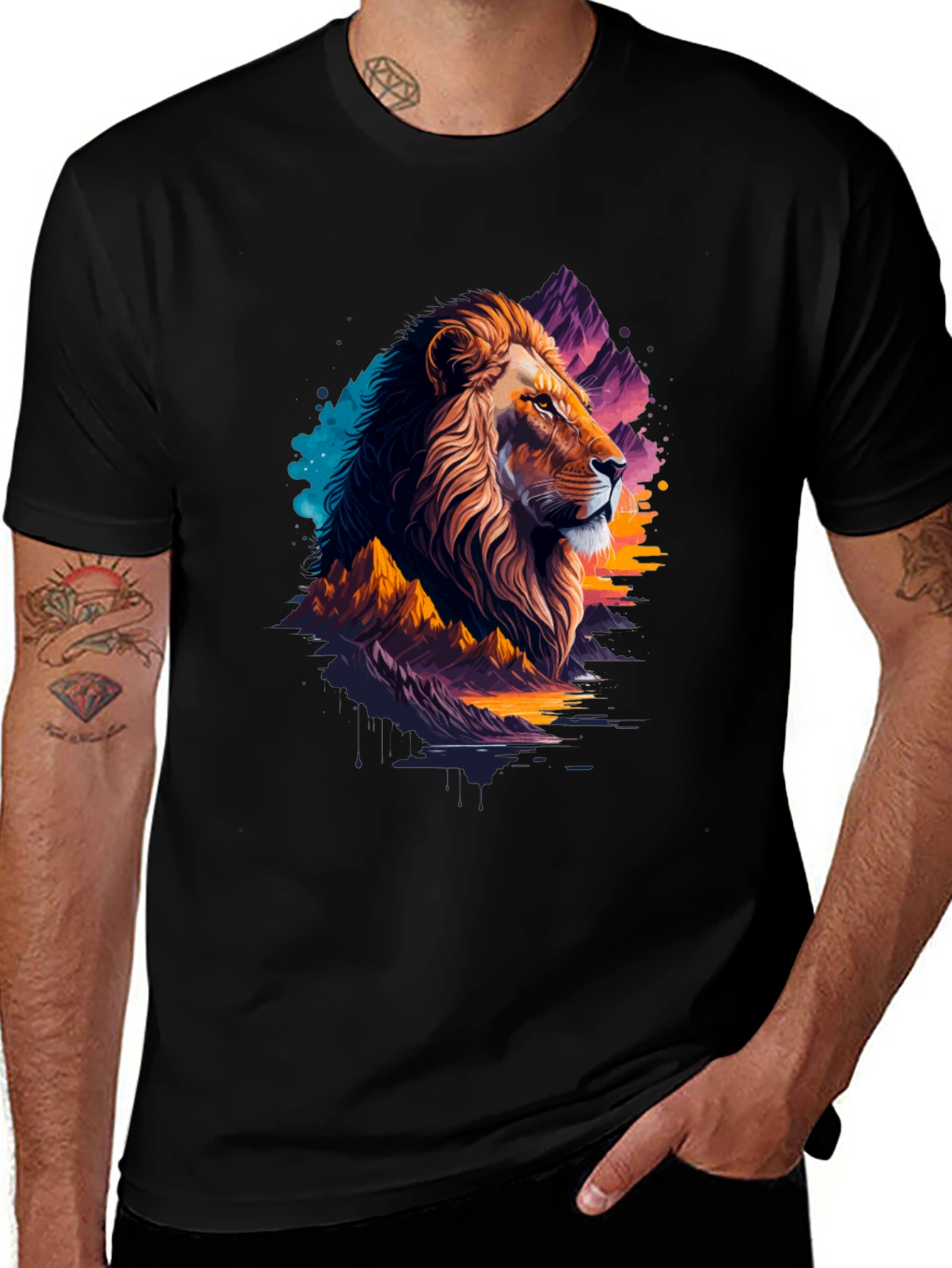 Variant 29 of Lion Graphic Tee - Artistic Men's T-Shirt