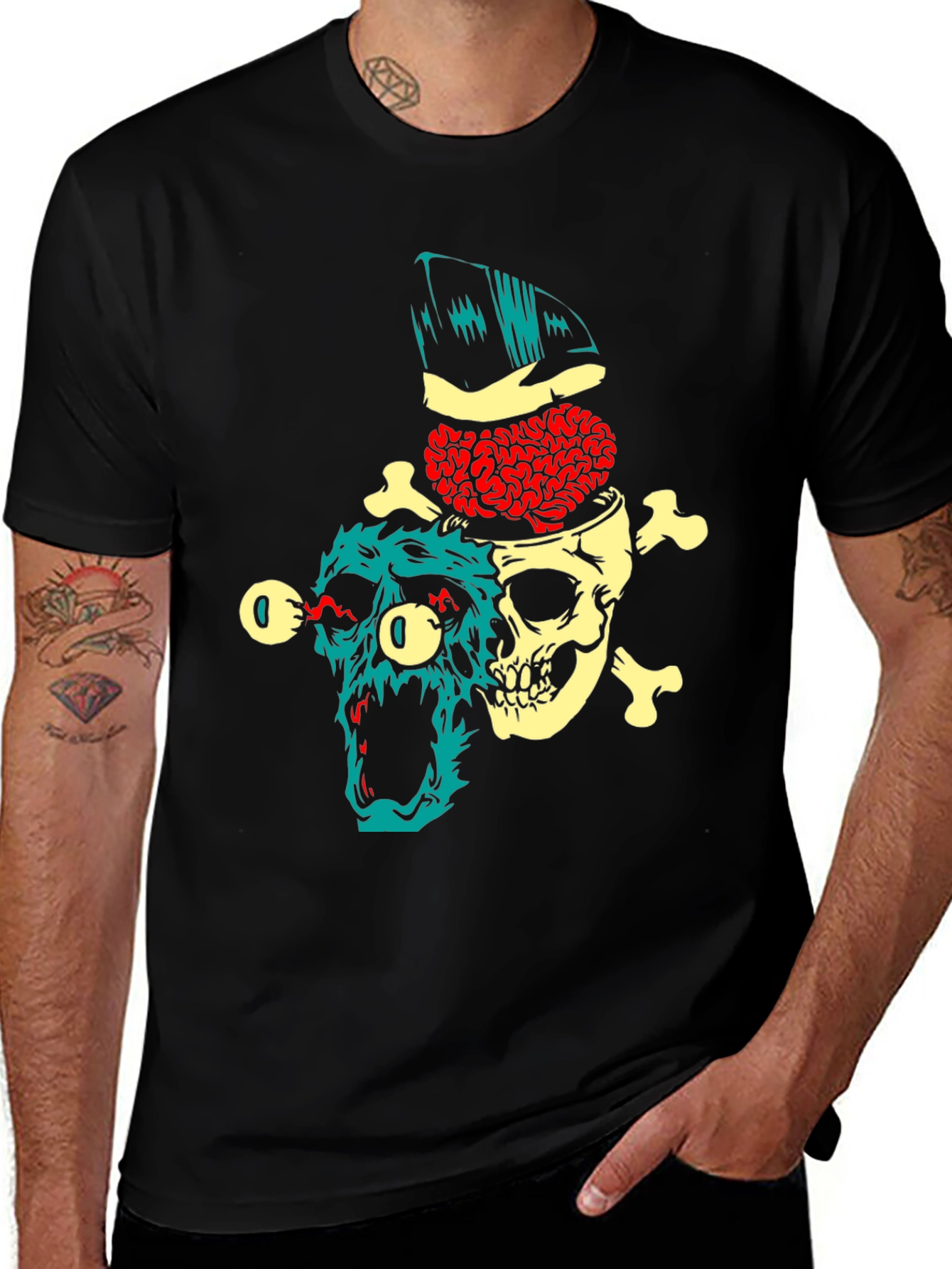 Variant 30 of Skull Brain Graphic Tee - Edgy Cotton T-Shirt