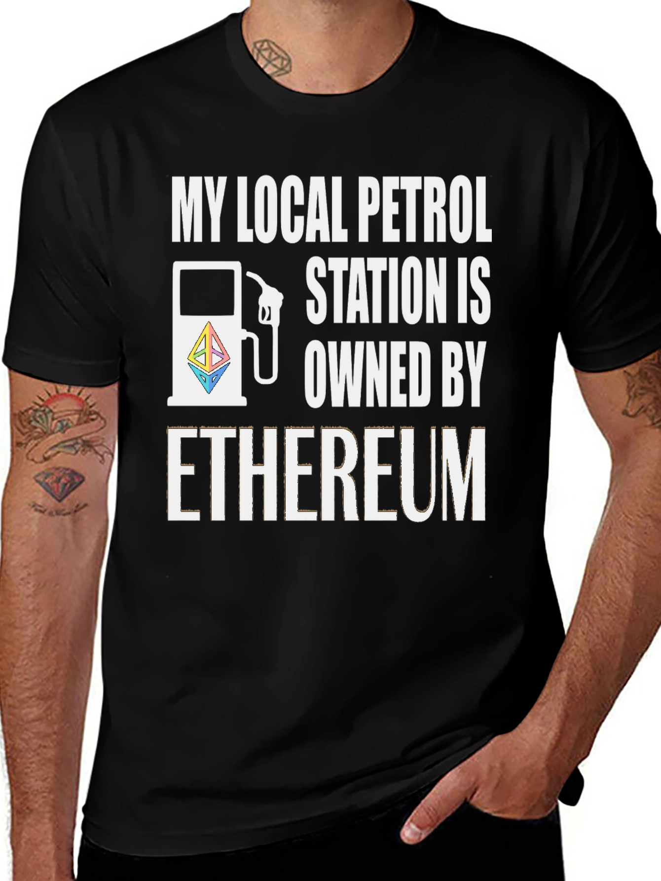 Variant 20 of Ethereum Petrol Station T-Shirt - Crypto Fan Apparel