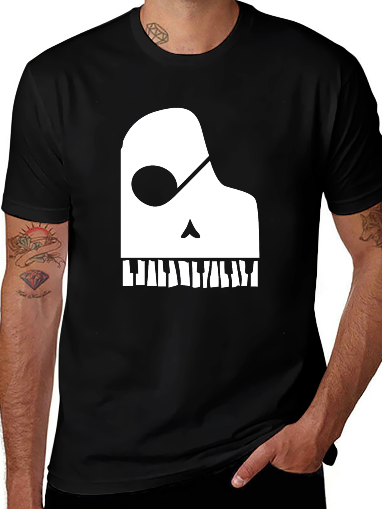 Variant 9 of Piano Skull T-Shirt - Music Lover Tee