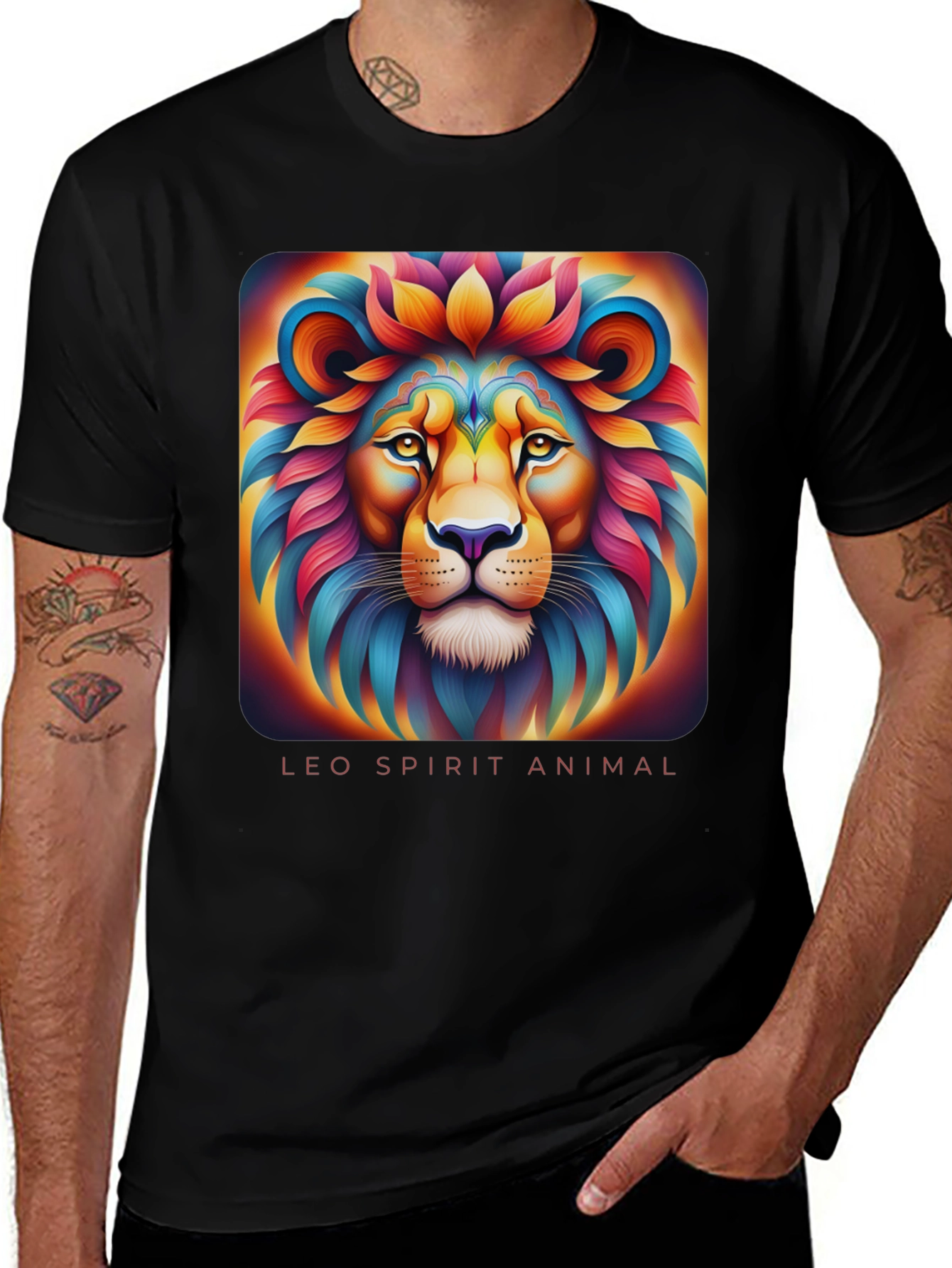 Variant 18 of Leo Spirit Animal Graphic T-Shirt - Black