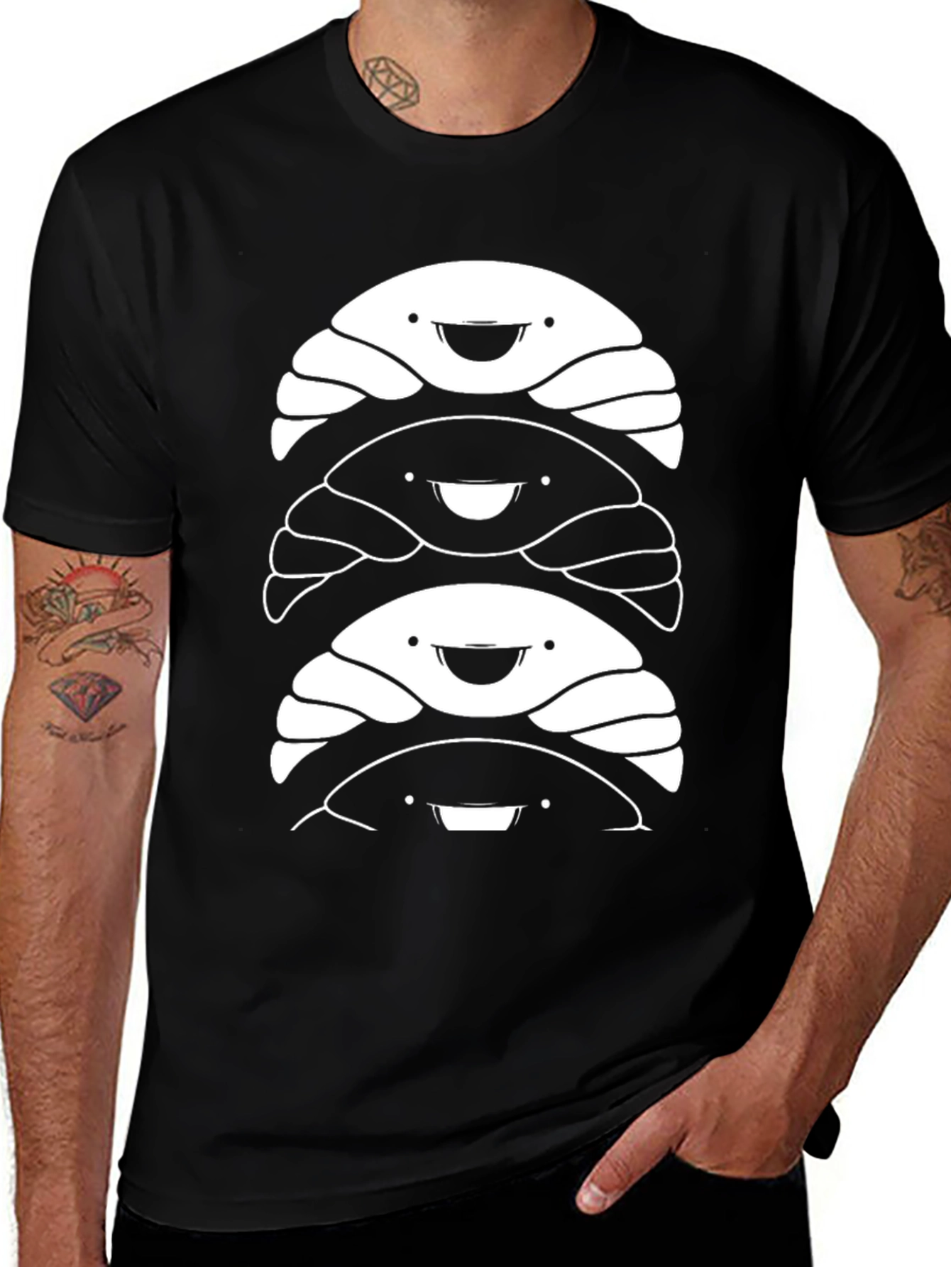 Variant 9 of Stacked Smiling Crabs Graphic Tee