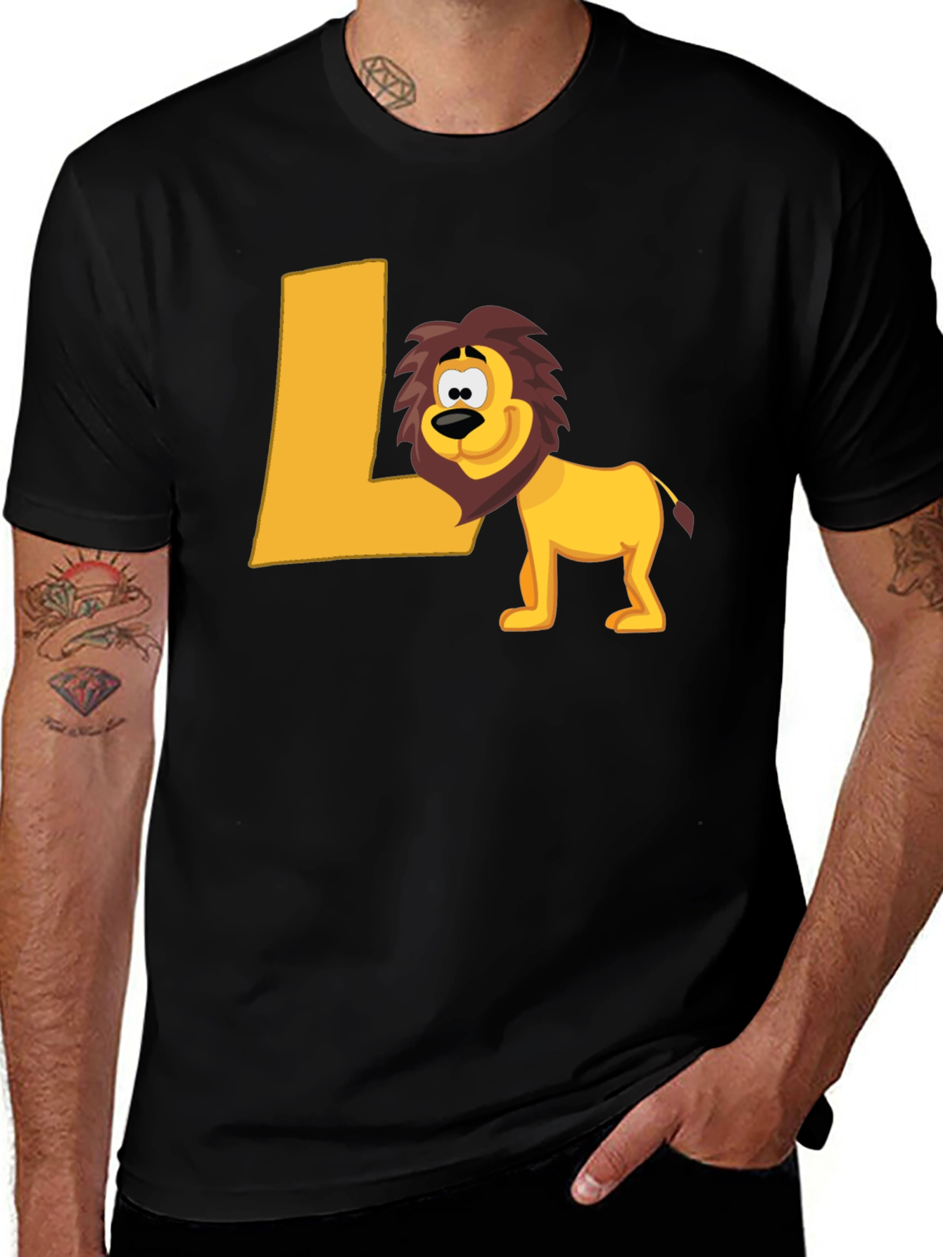 Lion L Letter Black T-Shirt