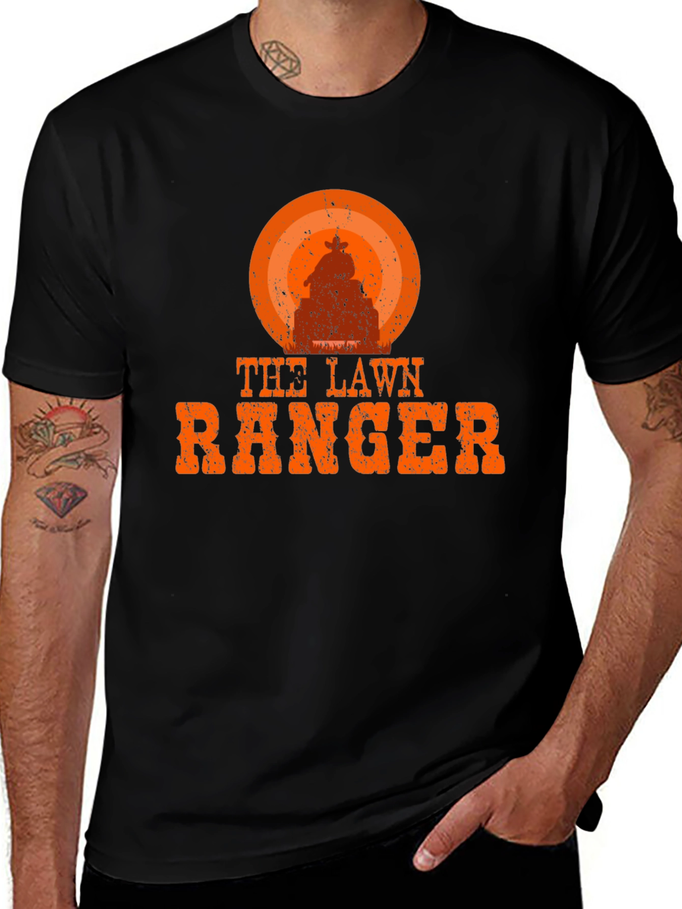 Variant 2 of The Lawn Ranger Graphic Tee - Black Cotton Shirt