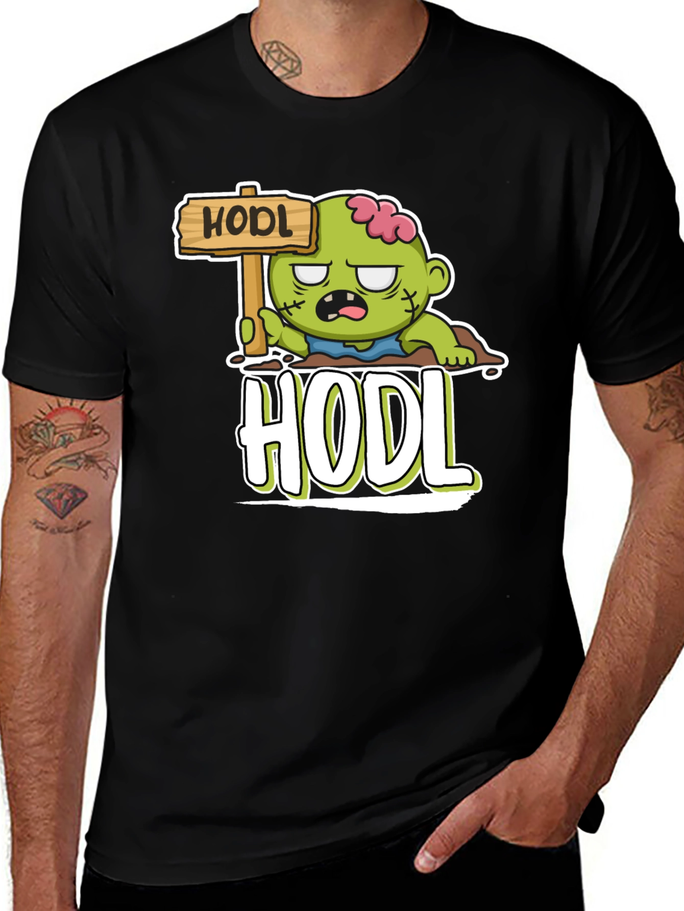 Variant 18 of HODL Zombie Crypto T-Shirt - Hold On For Dear Life!