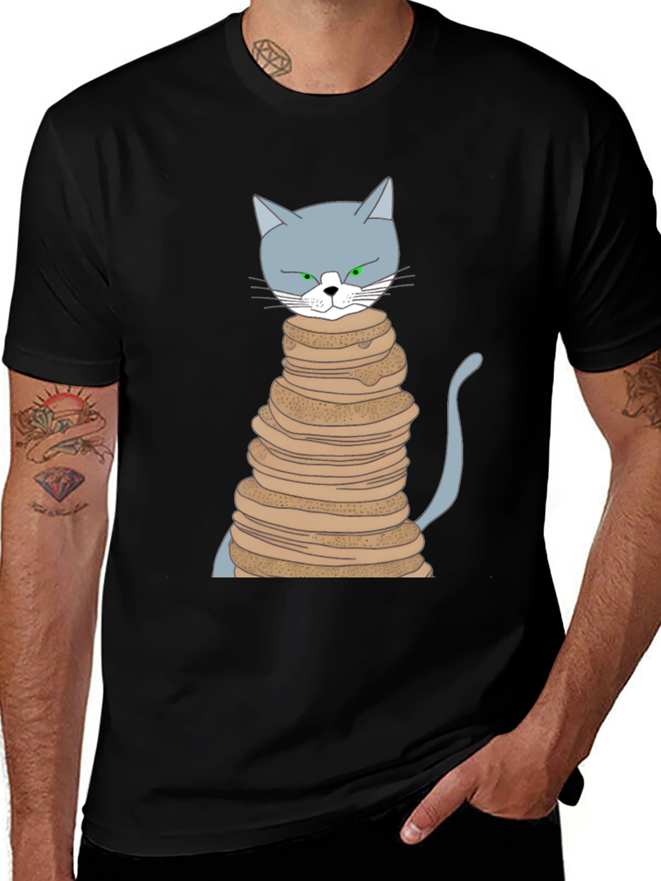 Variant 26 of Cat Pancake Stack Graphic T-Shirt