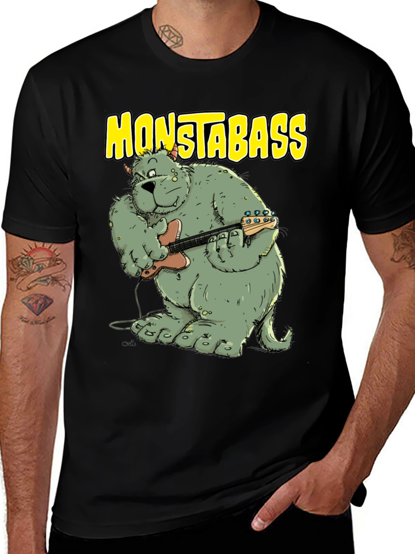 Variant 9 of Monstabass T-Shirt - Monster Bass Player Graphic Tee