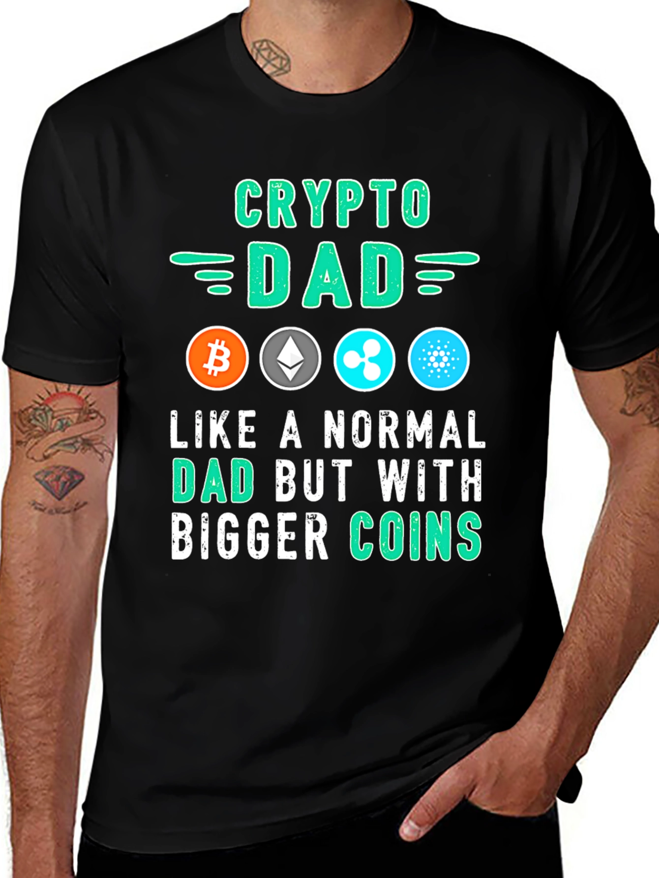Crypto Dad T-Shirt - Bitcoin, Ethereum, XRP, Cardano
